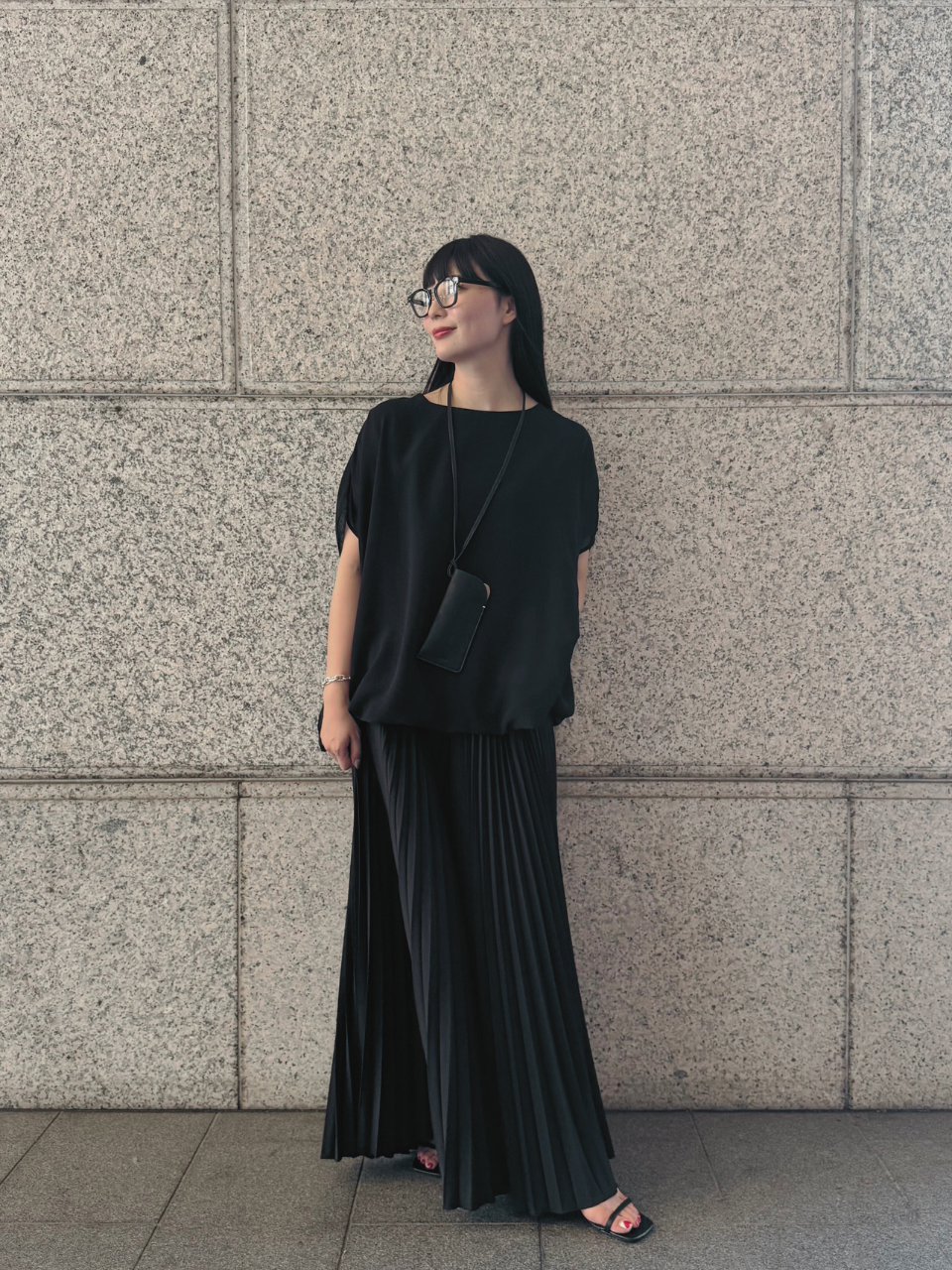 【ASYMM】MISTY CHIFFON BLOUSE -black-