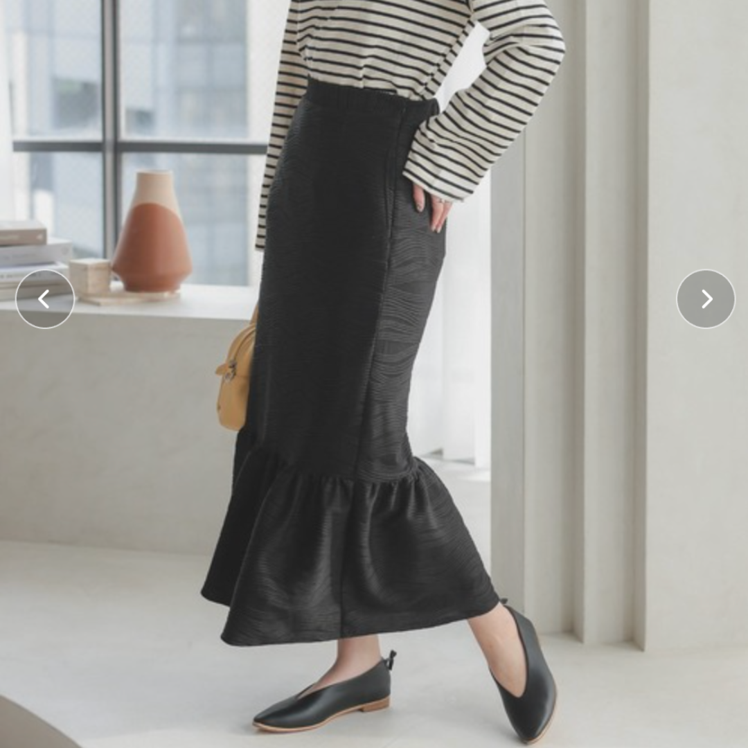 なみなみ柄マーメイドスカート -ブラック- ※10/29〜11/4より順次配送