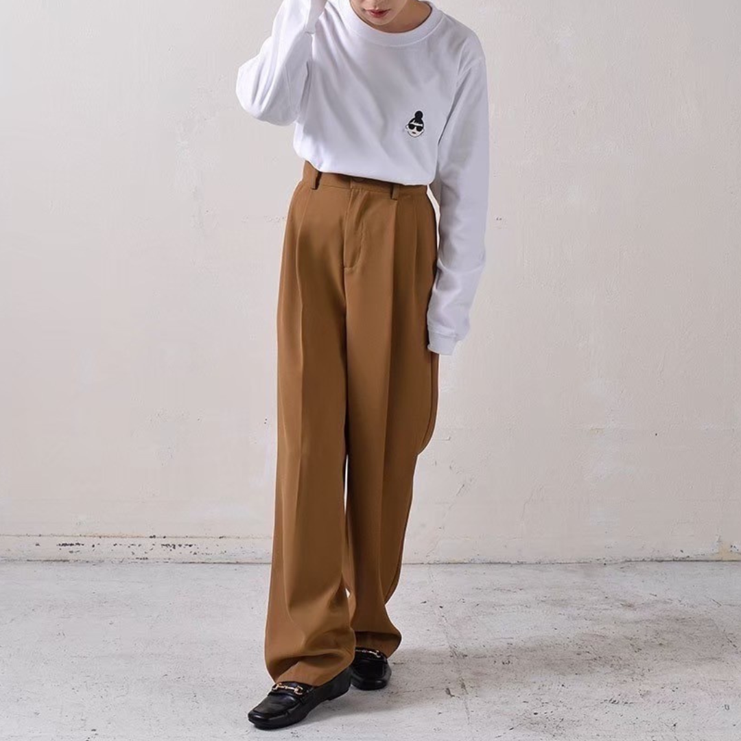 【予約】【HAPPYFACE】EMMA ワンポイント長袖Tシャツ -ホワイト- ※10月末納品予定