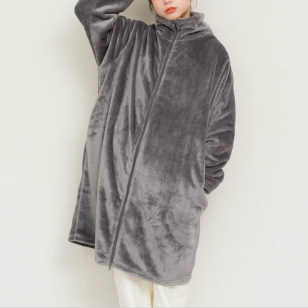 ニューマイヤー指穴付きジップアップローブ -チャコール- ※11/4-11頃より順次配送予定
