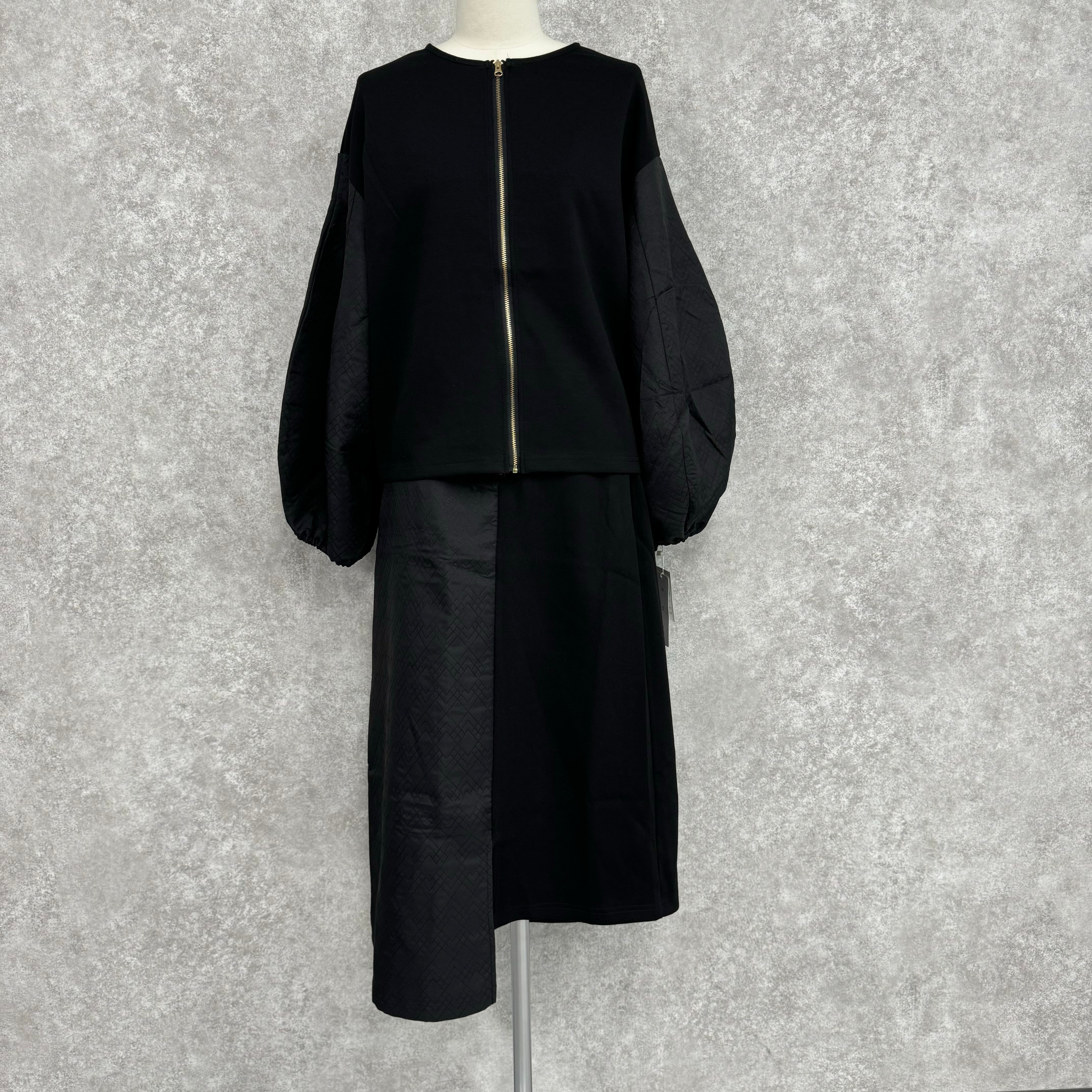 幾何学柄スリーブジャケット ブラック ※10/15-21頃より順次配送予定