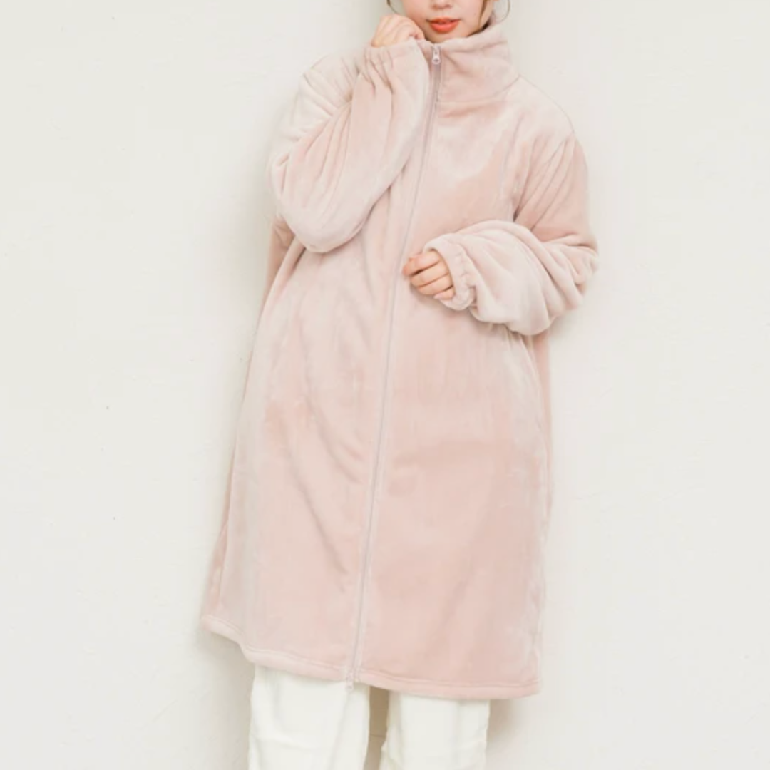 ニューマイヤー指穴付きジップアップローブ -ピンクベージュ- ※11/4-11頃より順次配送予定