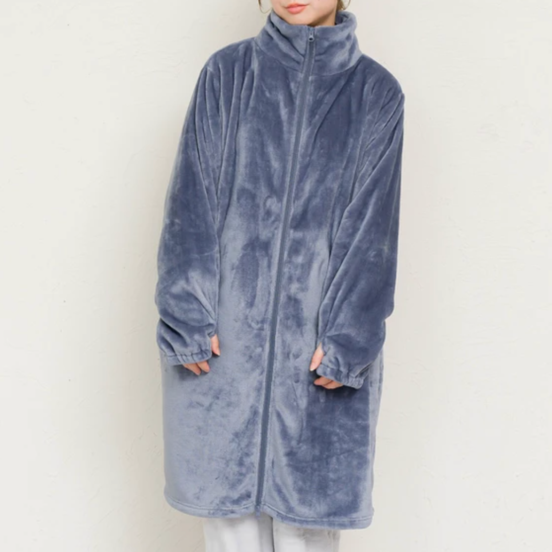 ニューマイヤー指穴付きジップアップローブ -ネイビー- ※11/4-11頃より順次配送予定