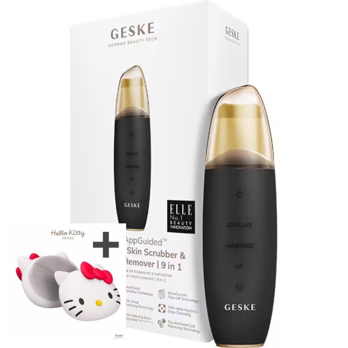 【ハローキティ フェイシャルブラシセット🎀】【GESKE】マイクロカレント スキンスクライバー& ブラックヘッドリムーバー ※3/26〜4/1より順次発送