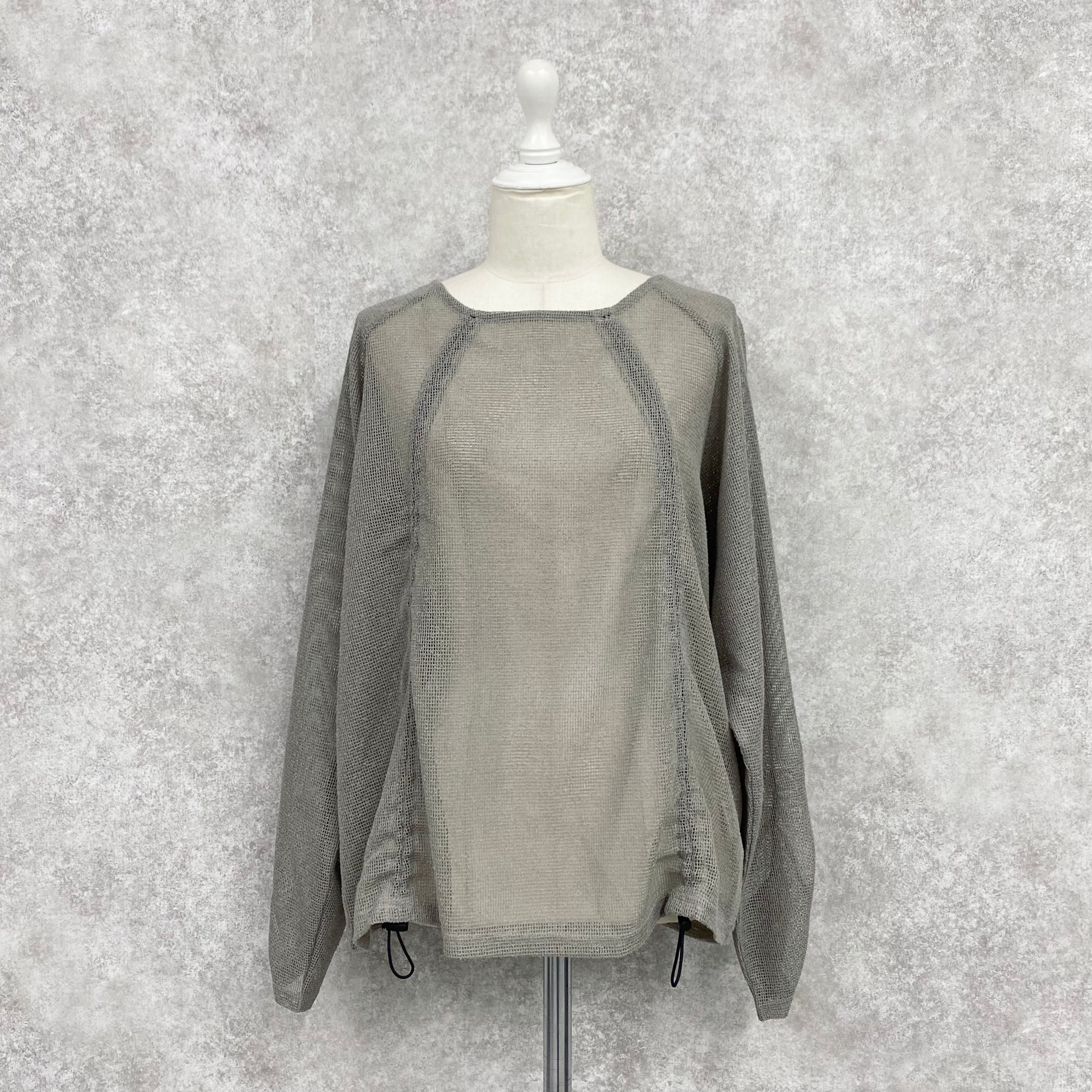 【ASYMM】TWIST LINE MESH TOPS -gray-