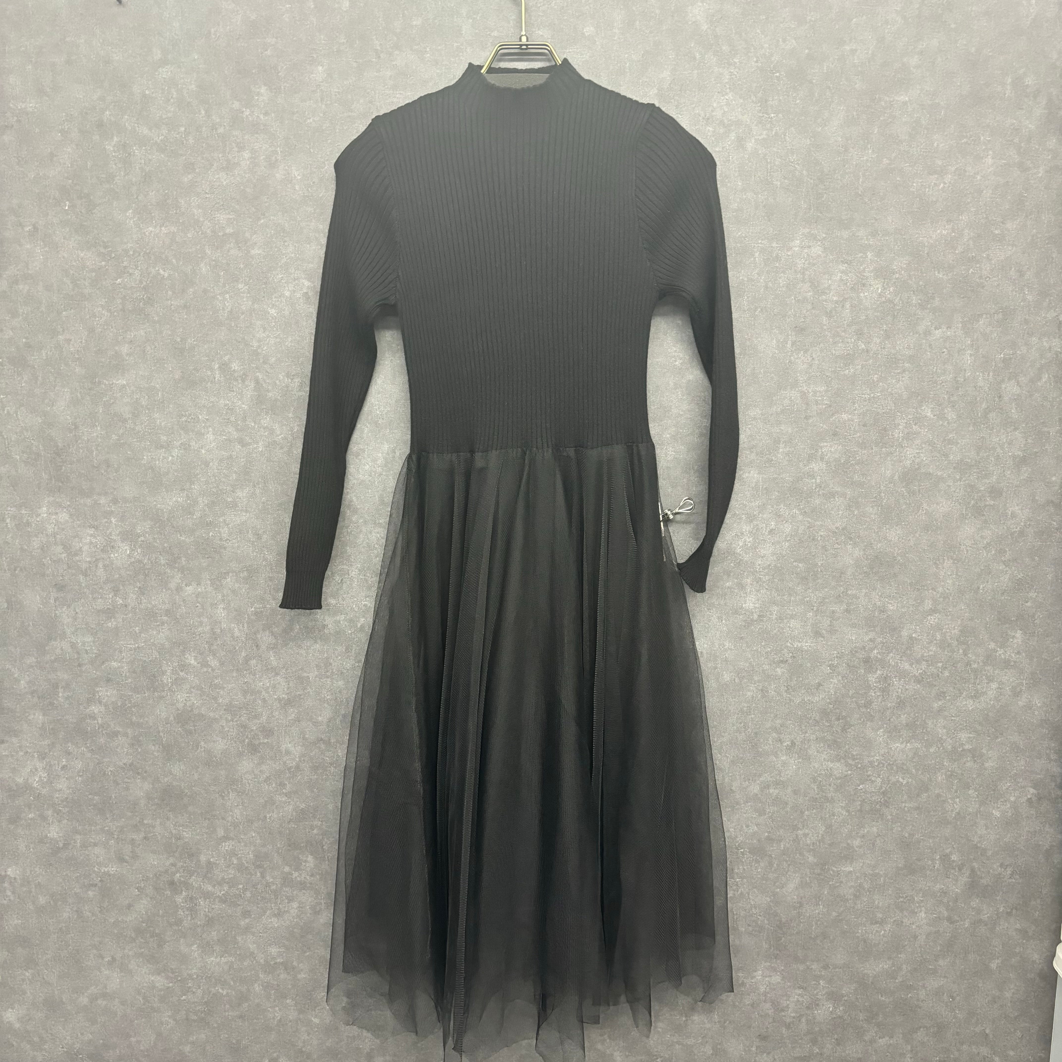 【予約】チュール切り替えワンピース ブラック ※11月下旬~12月上旬頃より順次配送予定