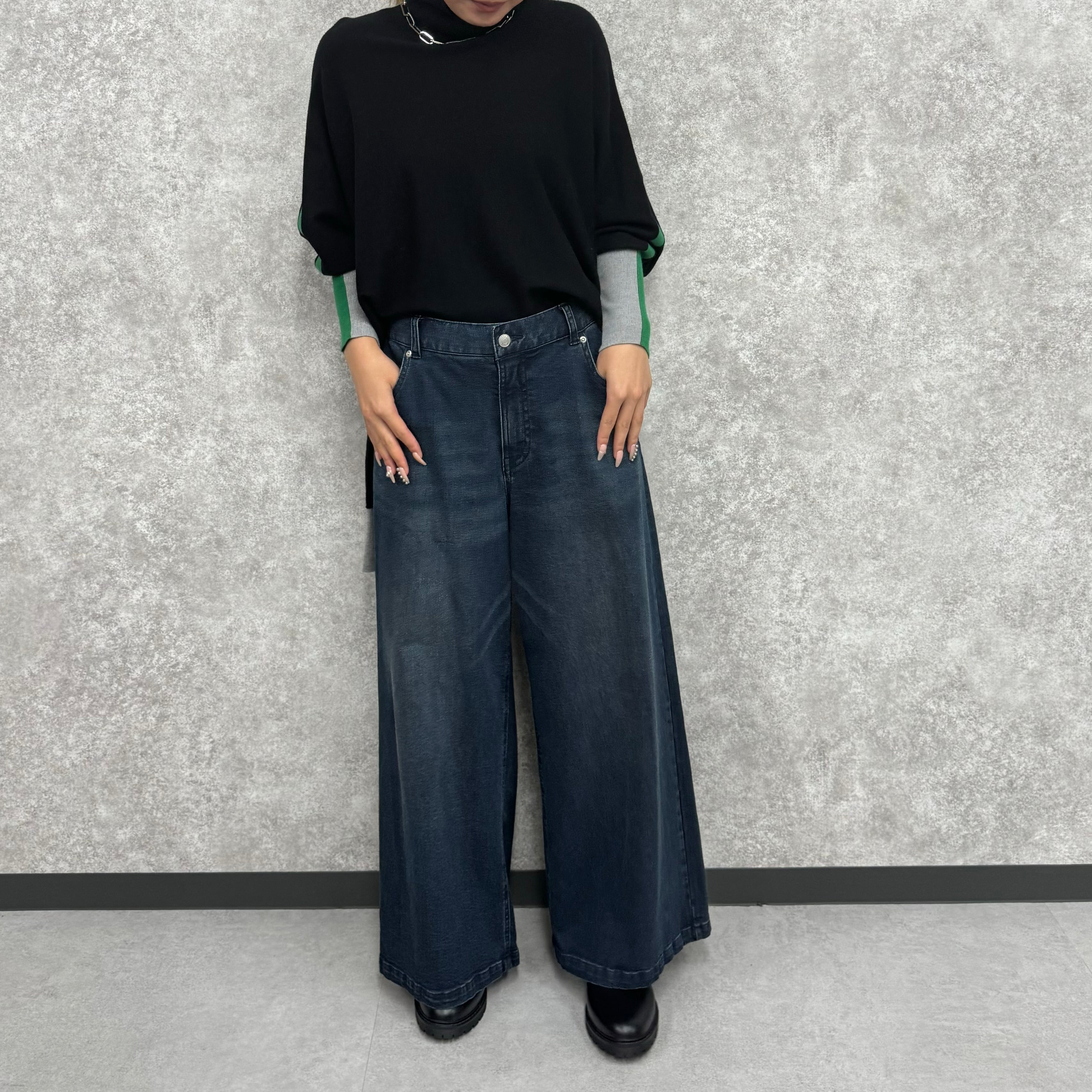 【PRIORITY】デニムパンツ インディゴ 裏起毛 38サイズ  ※9月下旬より順次発送