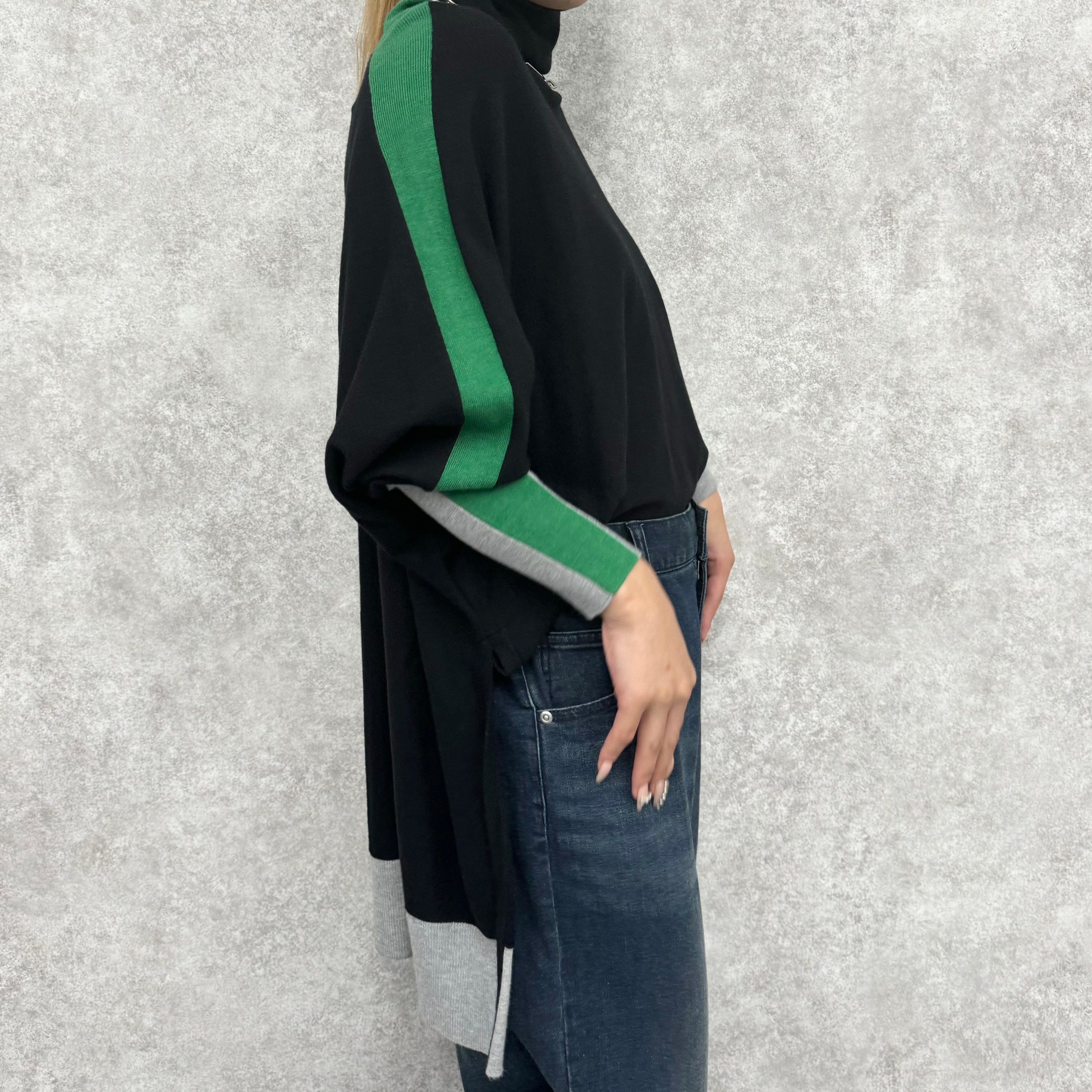 【PRIORITY】ニットラインプルオーバー  クロ  38サイズ ※ ※10月上旬より順次発送予定