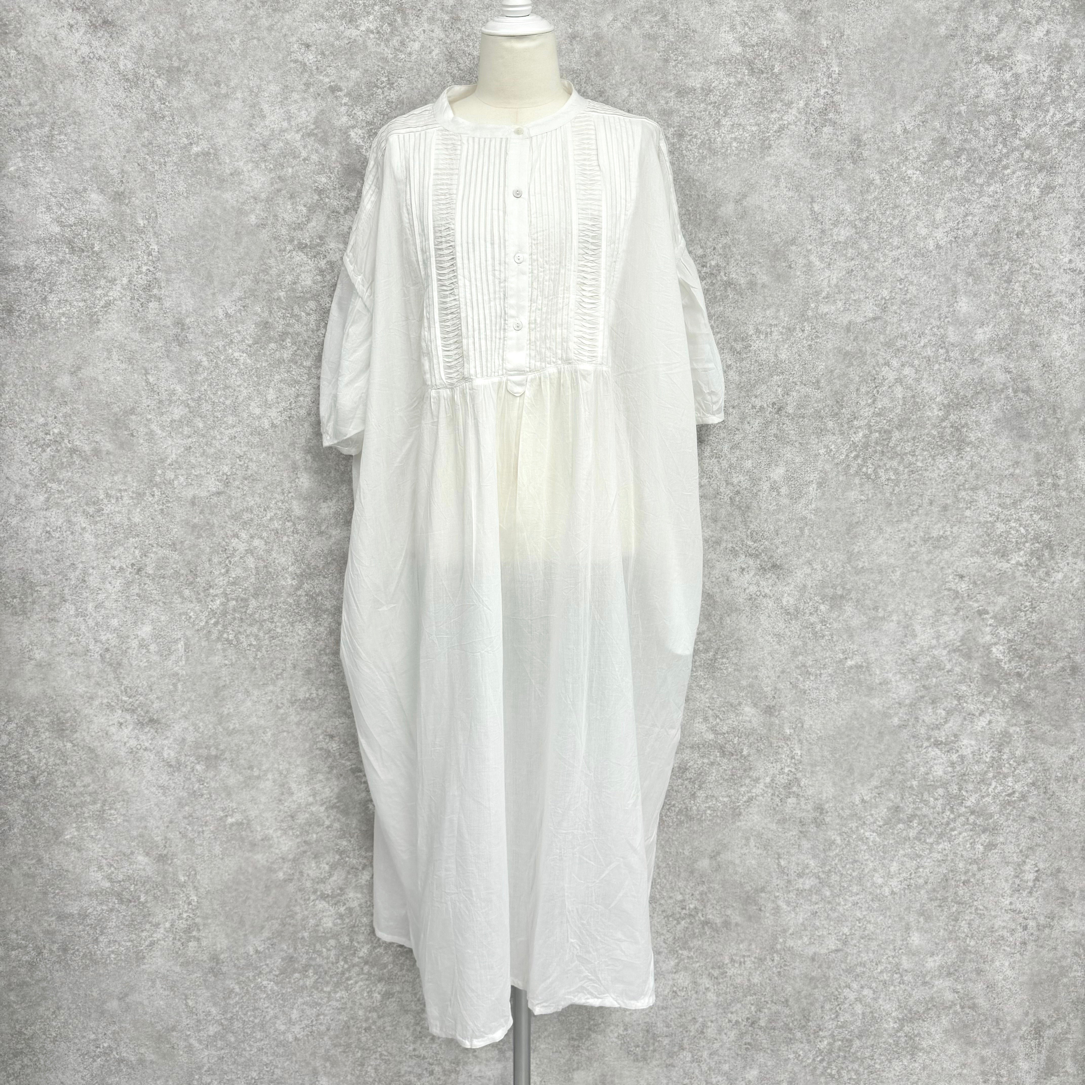 【Teracce summer SALE 】ブザムピンタックルーズワンピース   -オフホワイト- ※8/27-9/2より順次発送予定