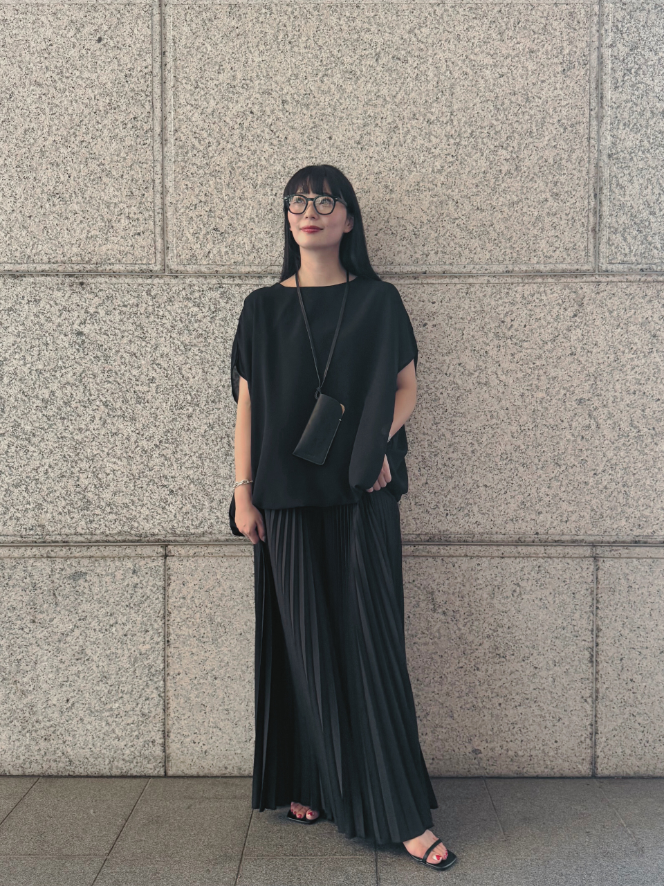 【ASYMM】MISTY CHIFFON BLOUSE -black-
