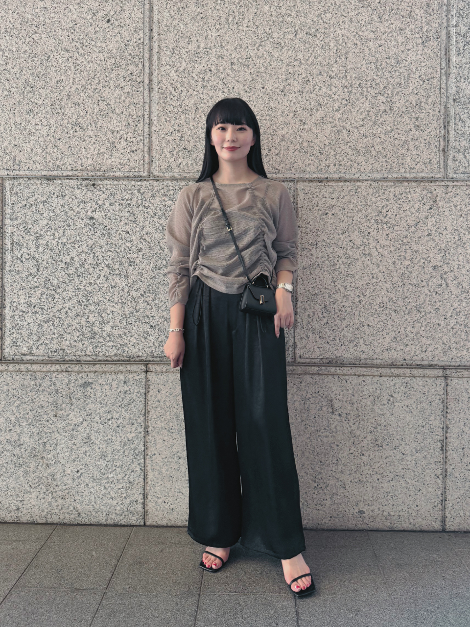 【ASYMM】TWIST LINE MESH TOPS -gray-