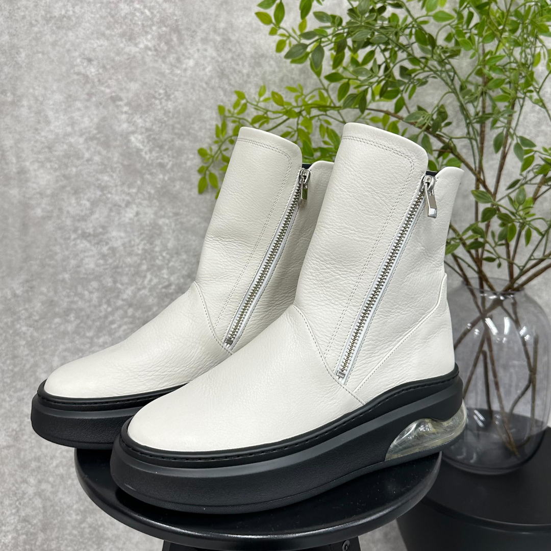 【予約販売】Wファスナーブーツ -ホワイト- ※7月下旬〜8月上旬より順次発送予定