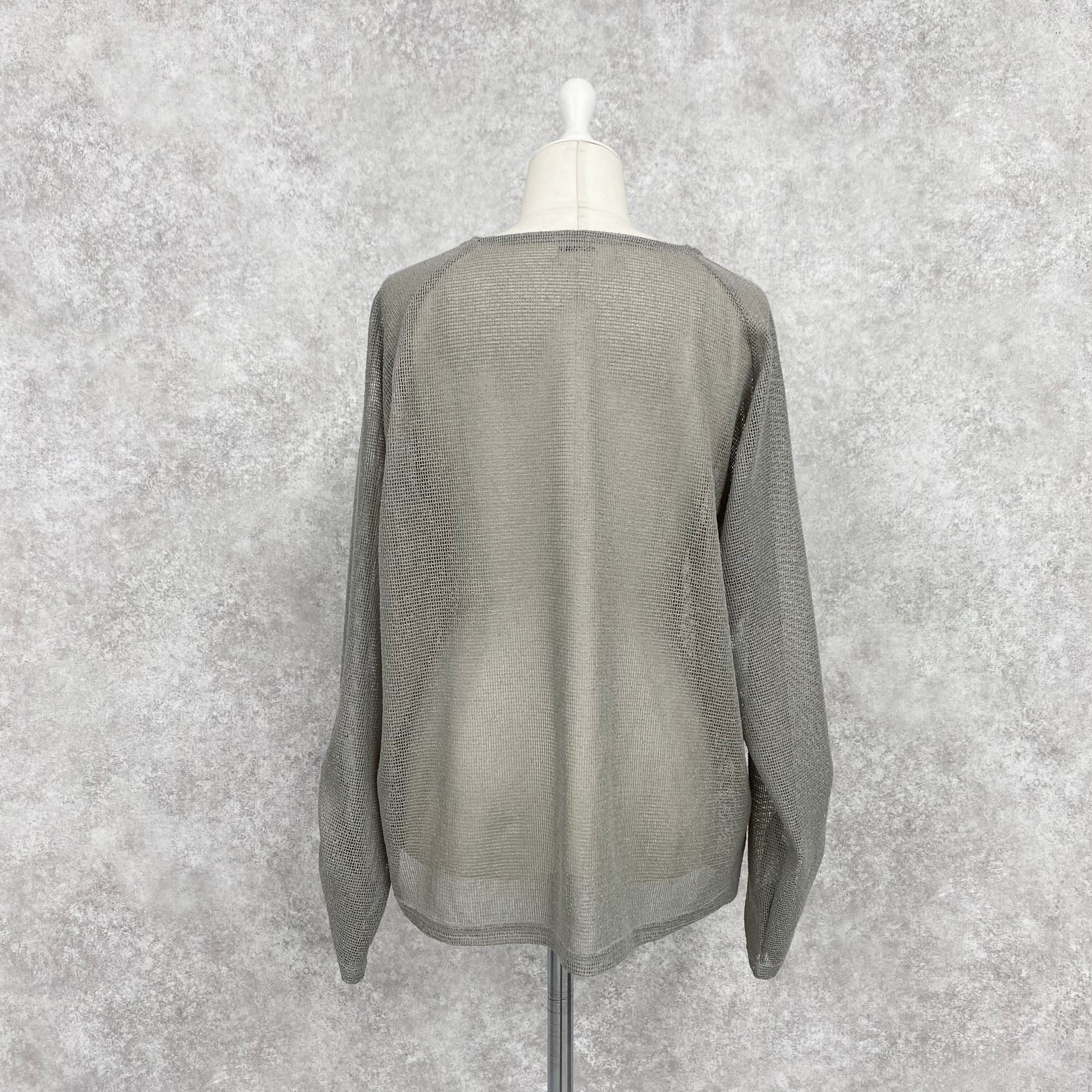 【ASYMM】TWIST LINE MESH TOPS -gray-
