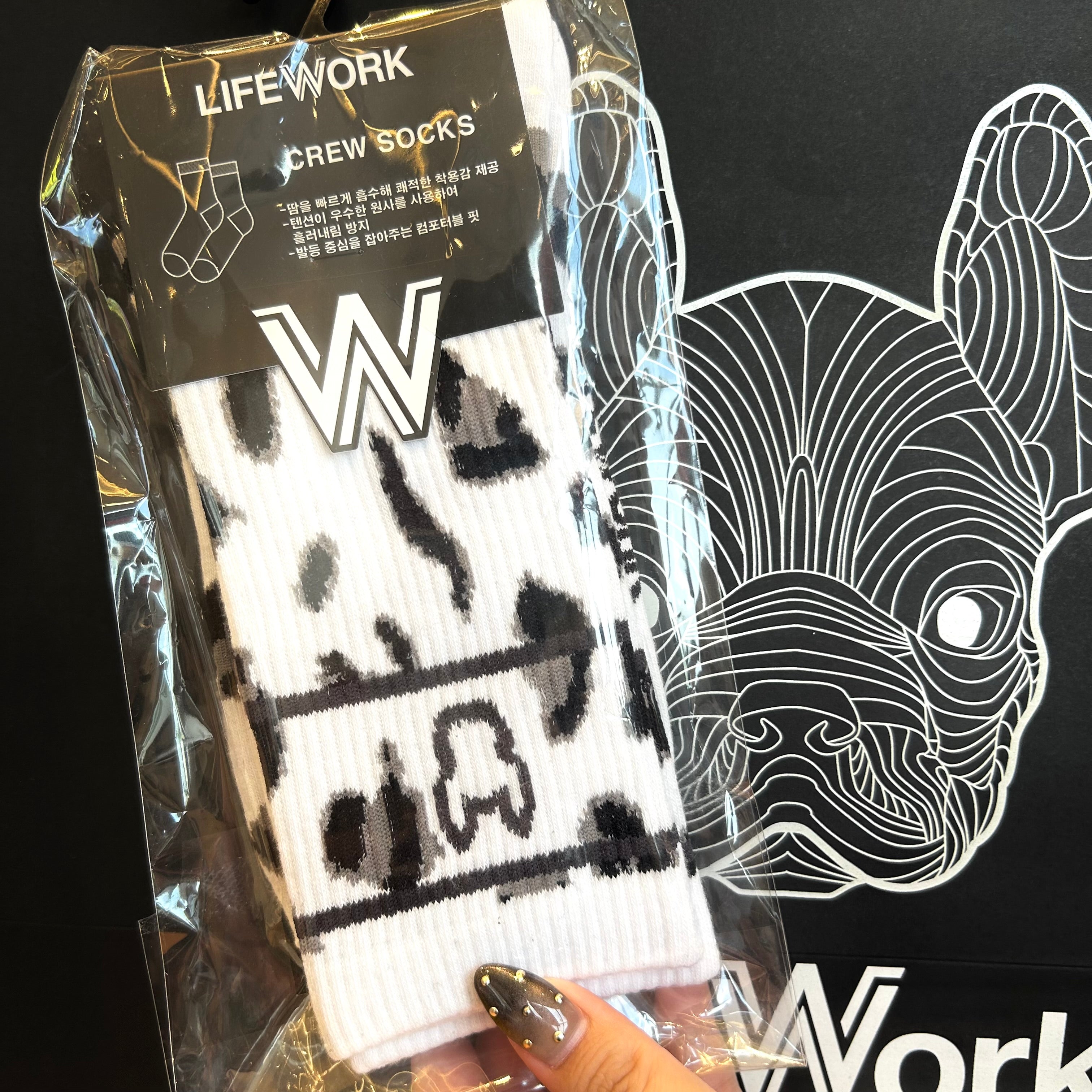 【 LIFE WORK 】豹柄ソックス  レディース  ※7/8-15頃より順次配送