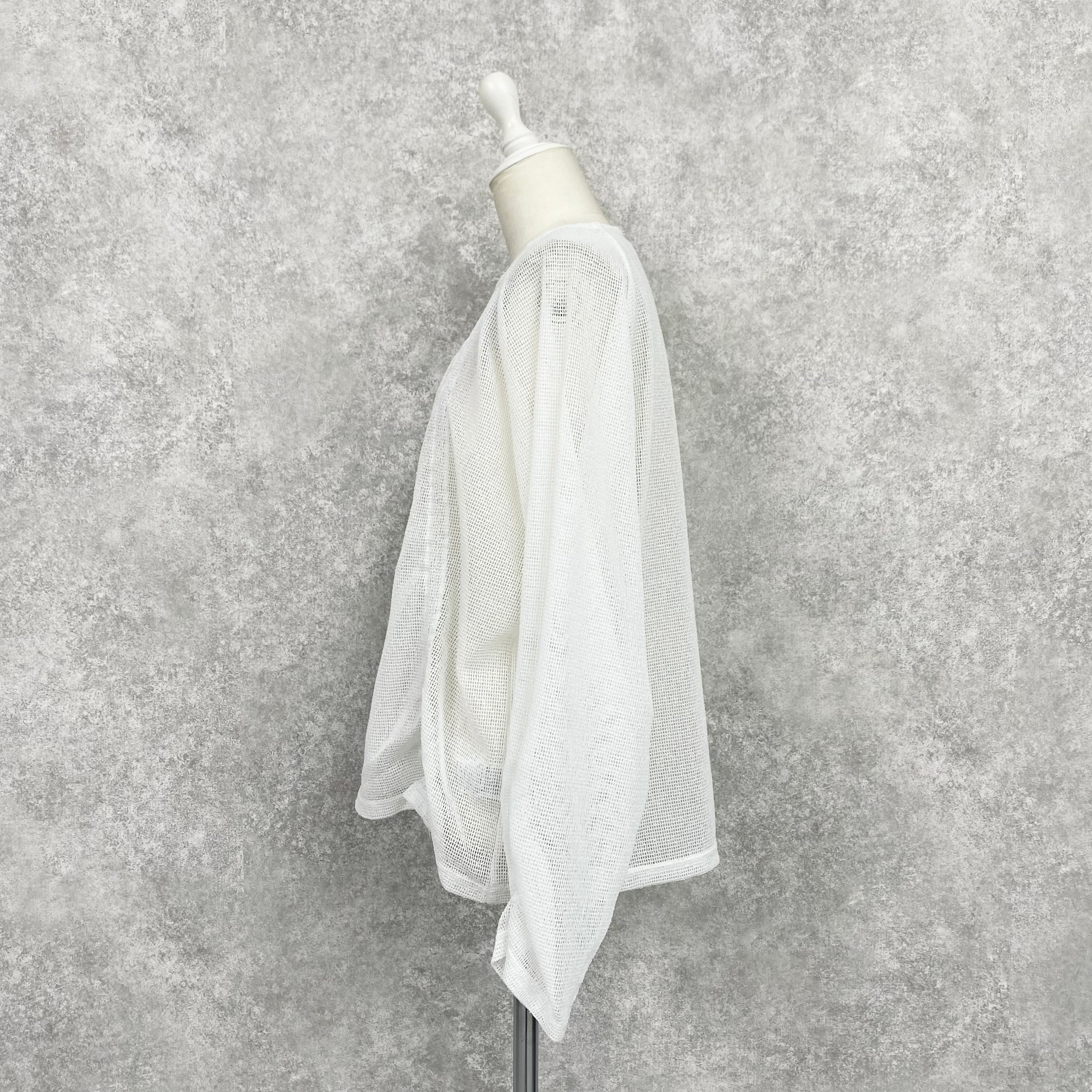 【ASYMM】TWIST LINE MESH TOPS -white-