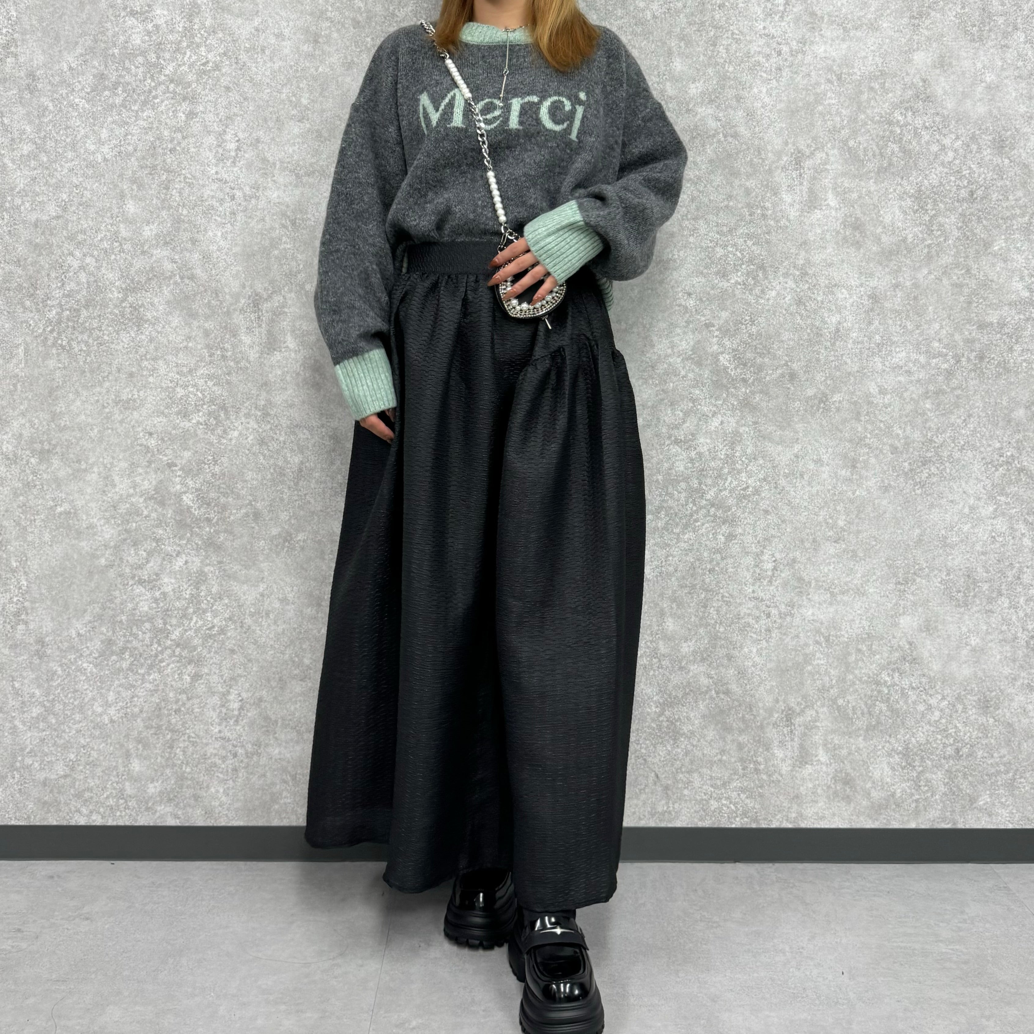 Merci オーバーサイズニット -チャコールグレー- ※11/5-11頃より順次配送予定