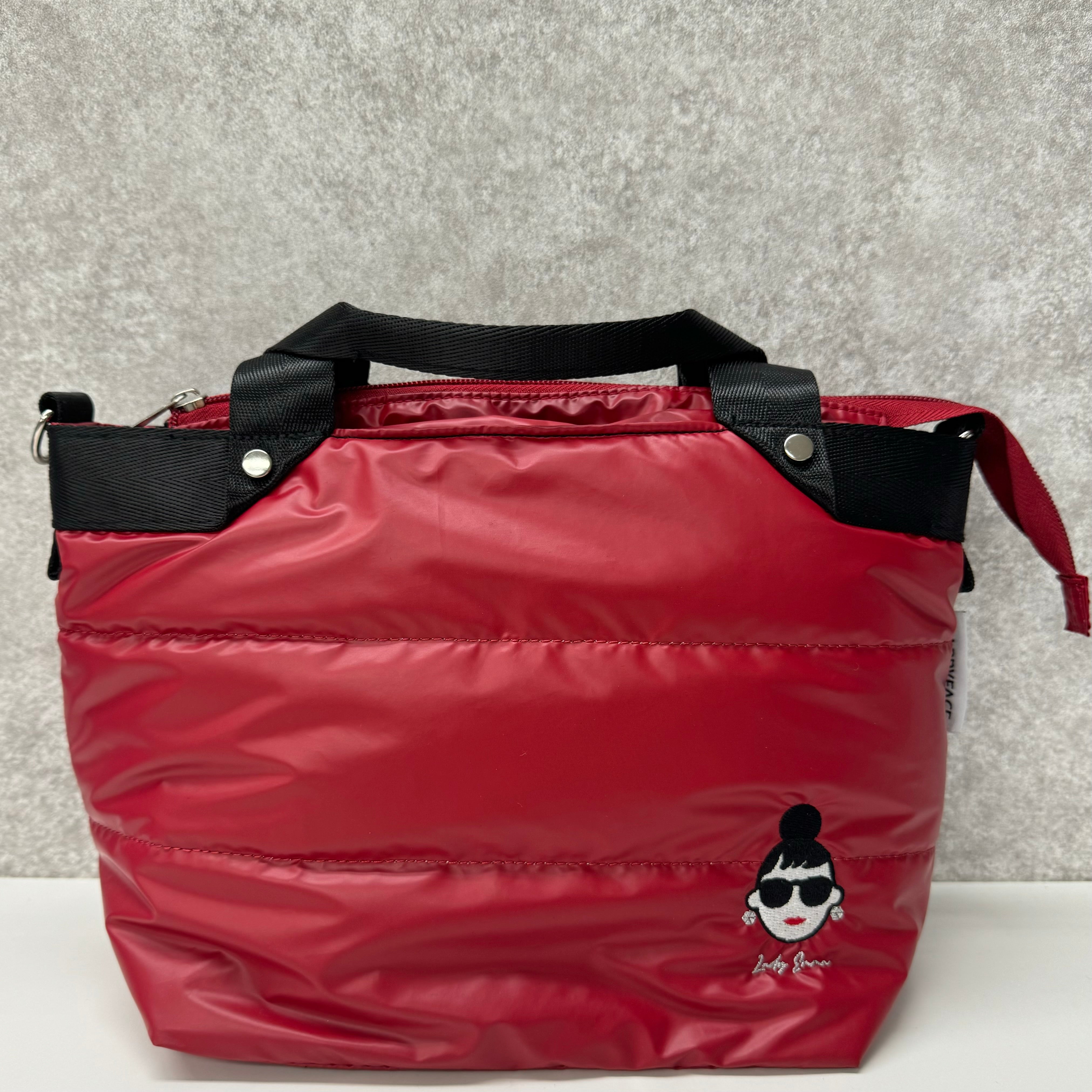 【HAPPYFACE】EMMA顔刺繡 ボンディング2WAY レッド  ※3/19~3/25迄に順次配送予定