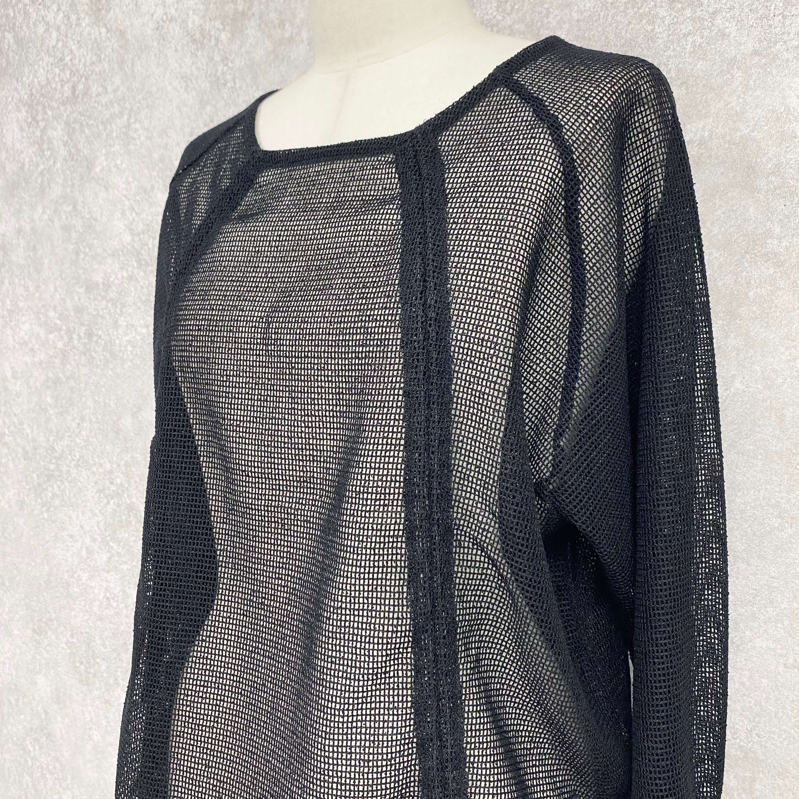 【ASYMM】TWIST LINE MESH TOPS -black-