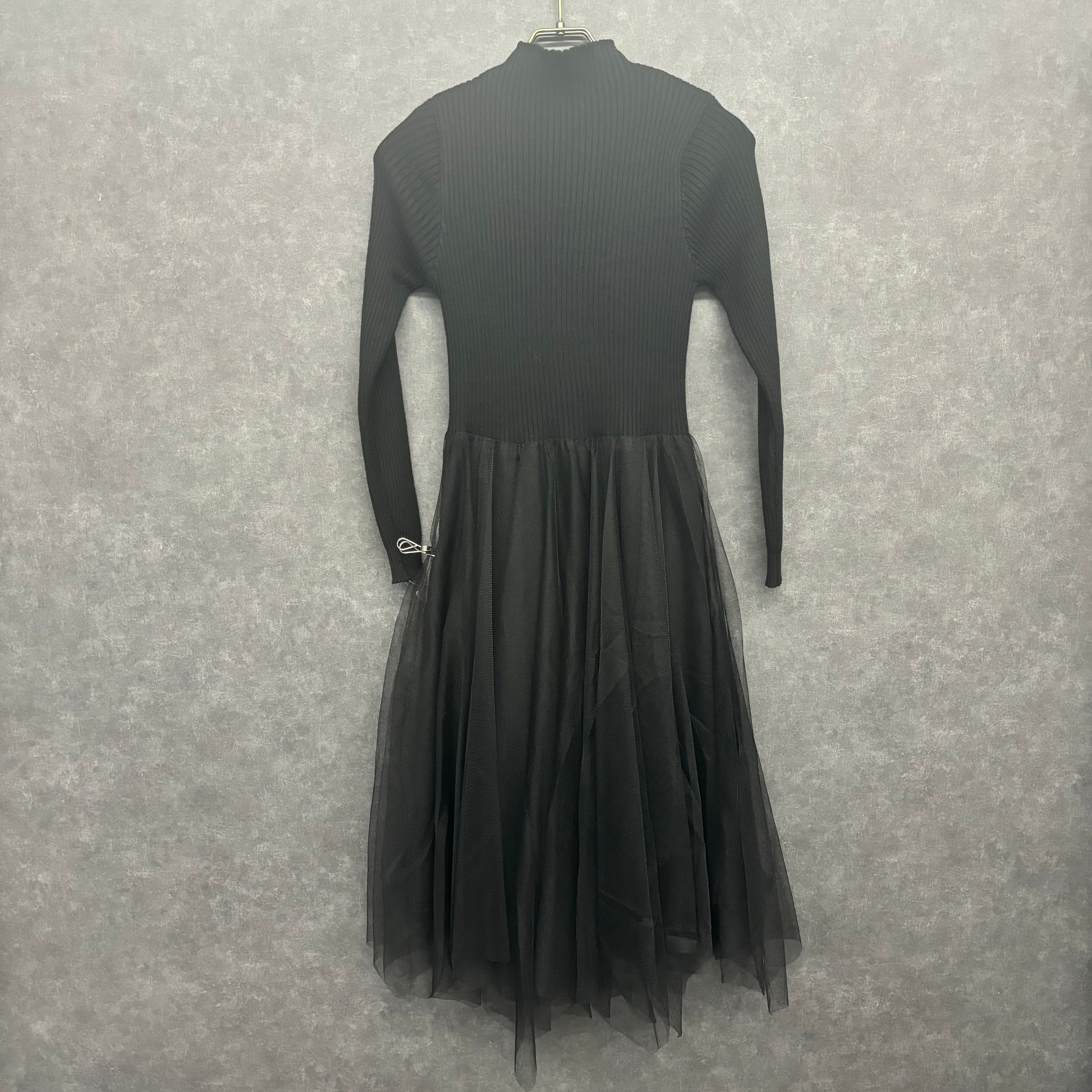 【予約】チュール切り替えワンピース ブラック ※11月下旬~12月上旬頃より順次配送予定