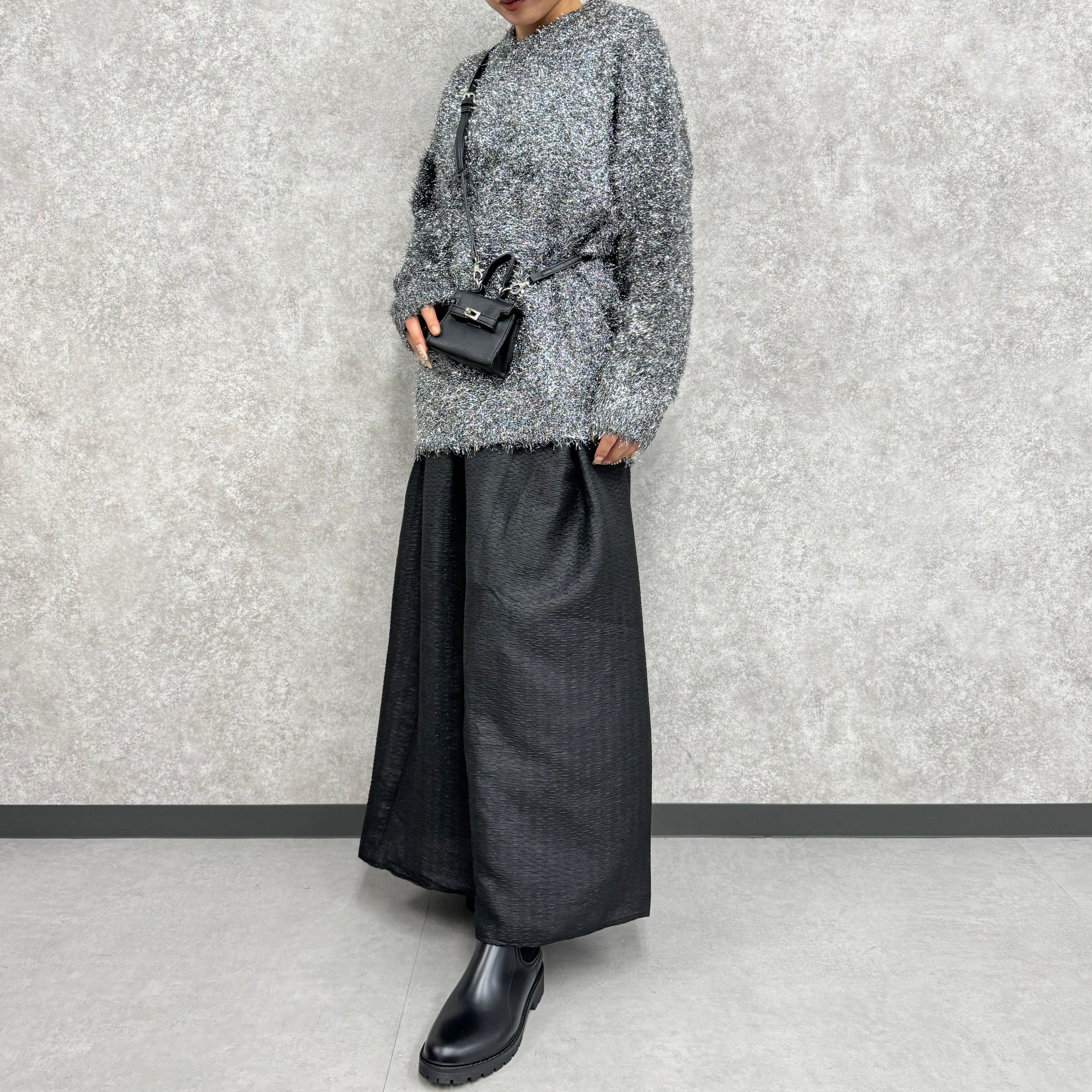 グリッターニットトップス -ブラック-  ※9/10~16より順次発送予定