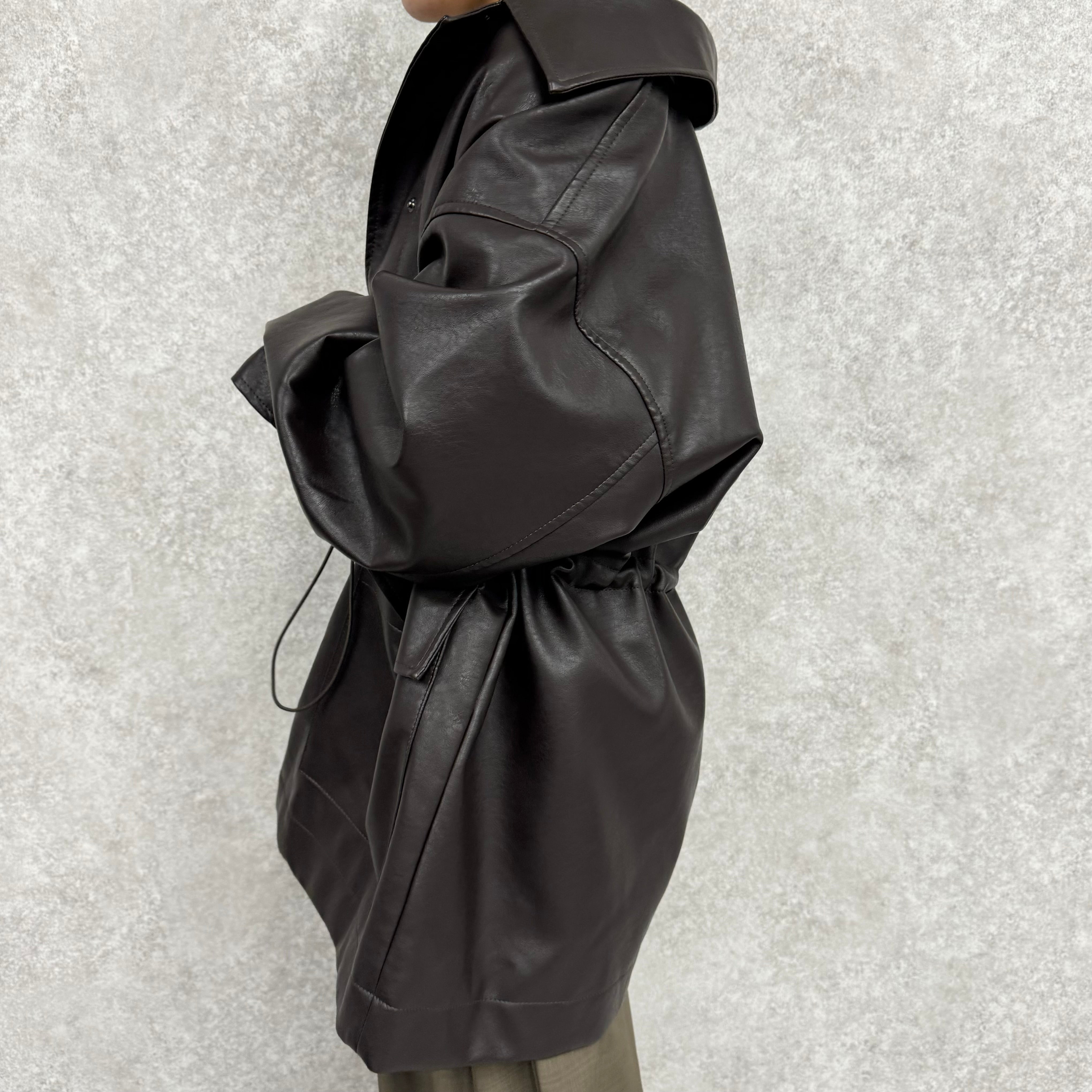 ウエストドロストカバーオールジャケット ブラウン ※8/20〜8/26より順次配送