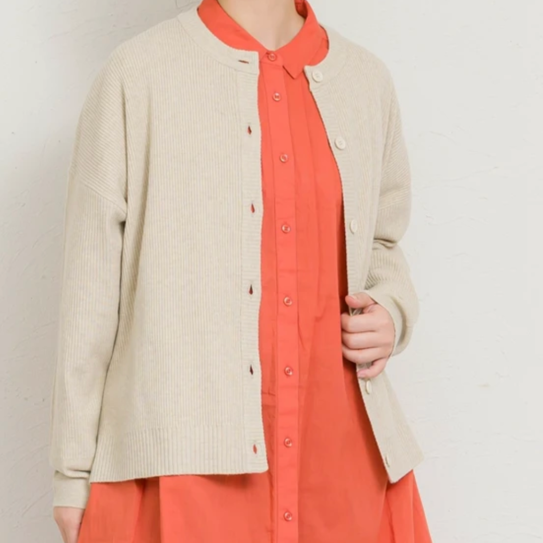 もちもちリブニットオーバーサイズカーディガン ベージュ ※10/28~11/2頃より順次配送予定