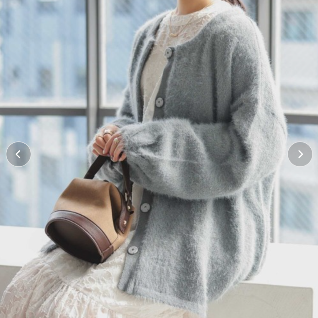 シャギーニットカーディガン -グレー- ※10/29〜11/4より順次配送