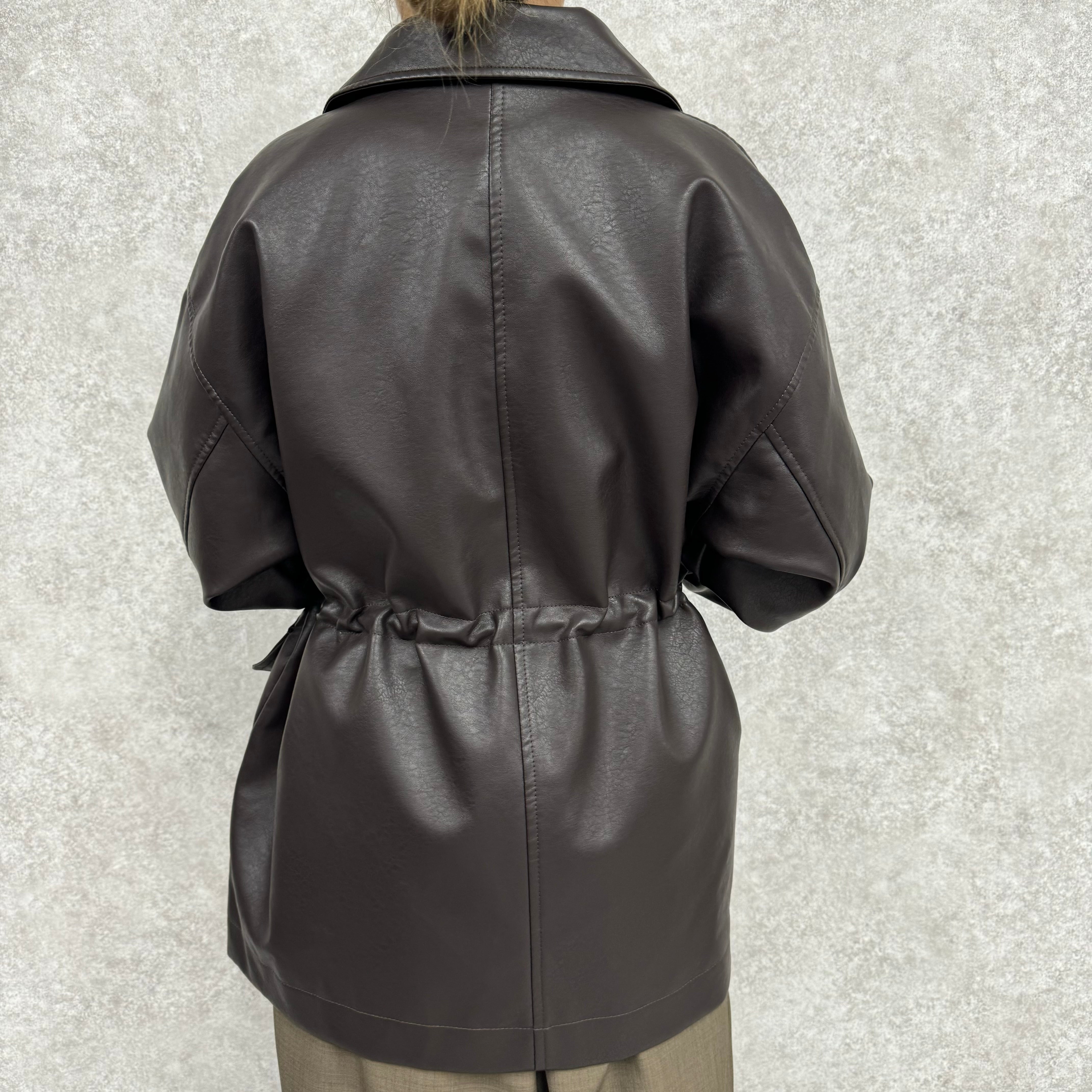 ウエストドロストカバーオールジャケット ブラウン ※8/20〜8/26より順次配送