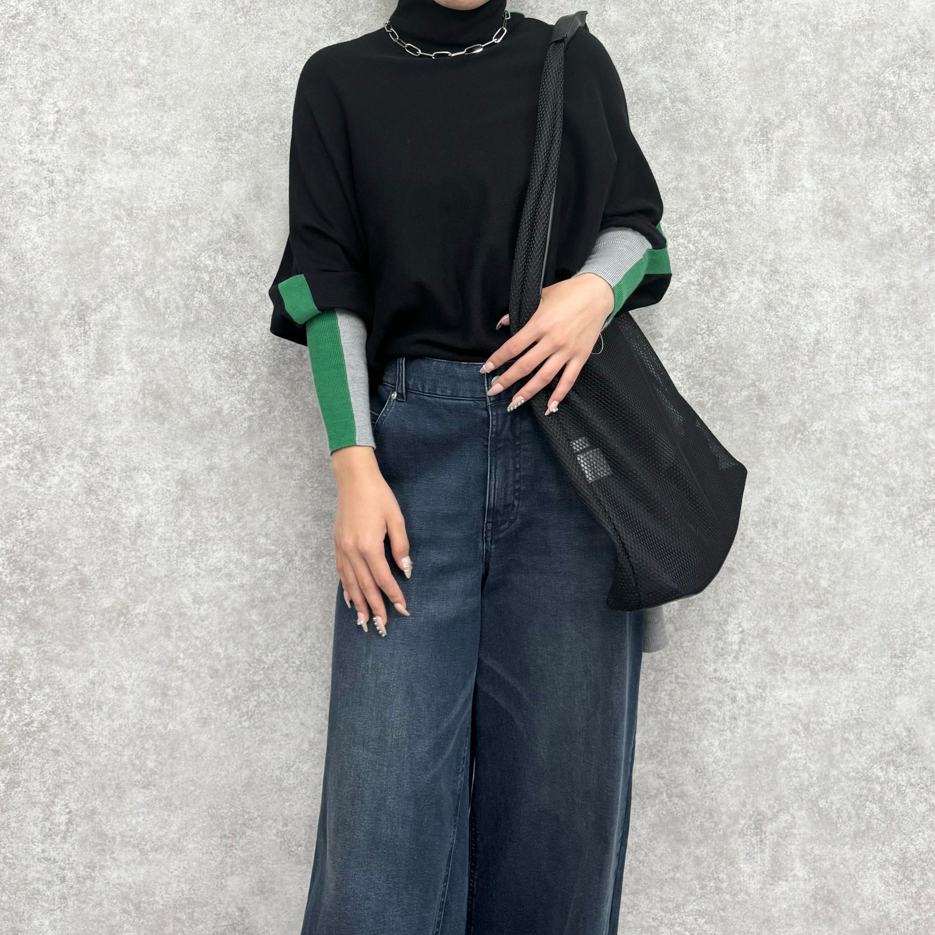 【PRIORITY】ニットラインプルオーバー  クロ  38サイズ ※ ※10月上旬より順次発送予定