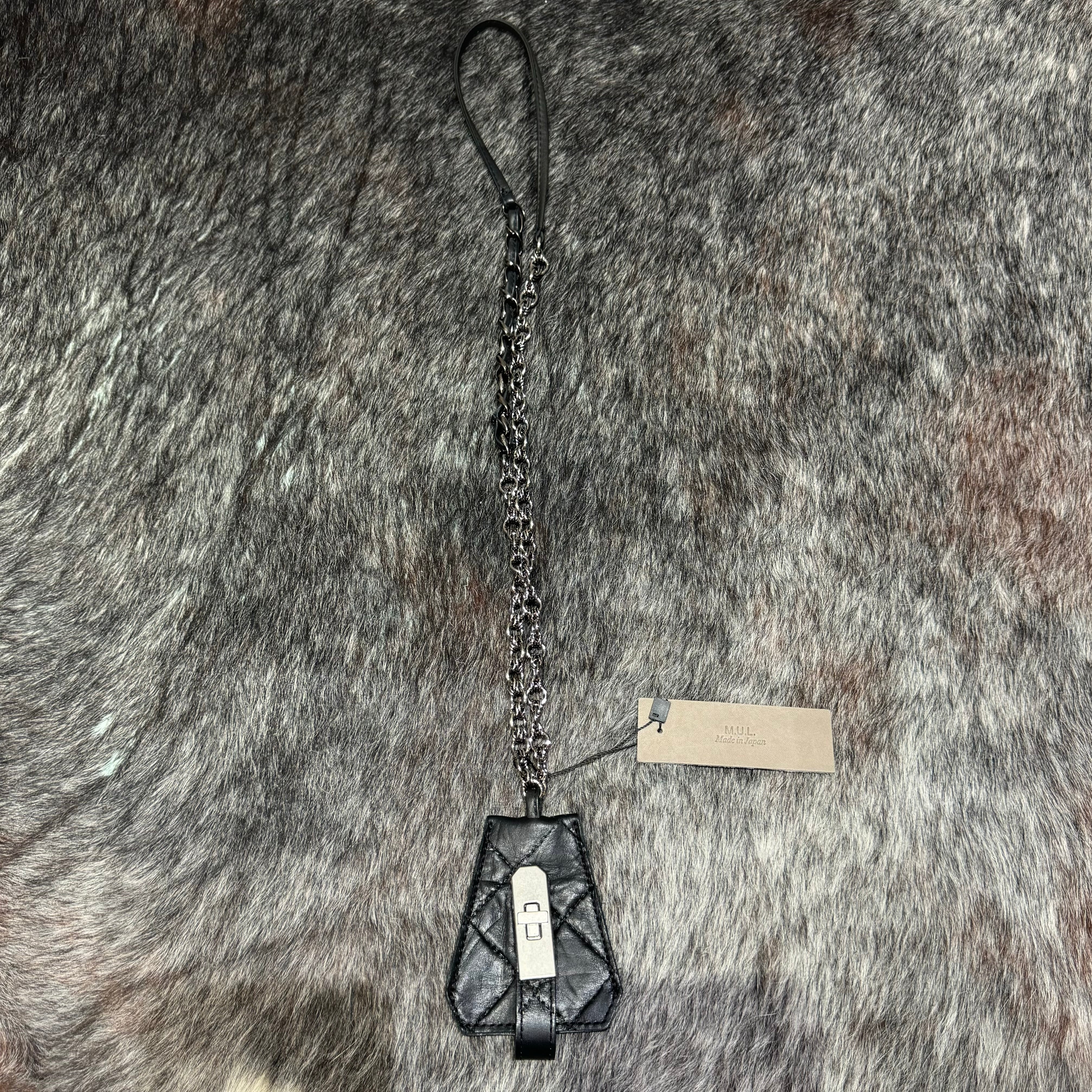 ⚠️予約【MUL114-201119】レザーチェーンネックレス  キルティング型押し -ブラック-   ※R7. 6月末納品予定