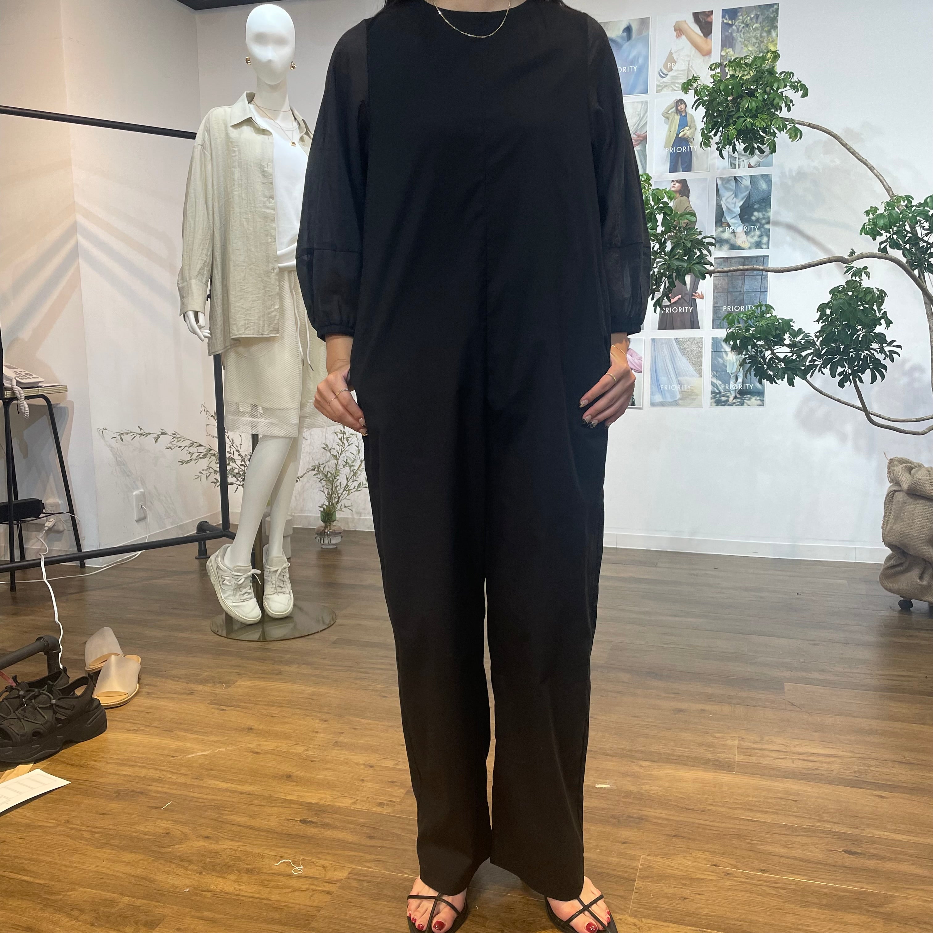 【予約】【PRIORITY】ロングスリーブオールインワン ブラック ※2月上旬より順次発送