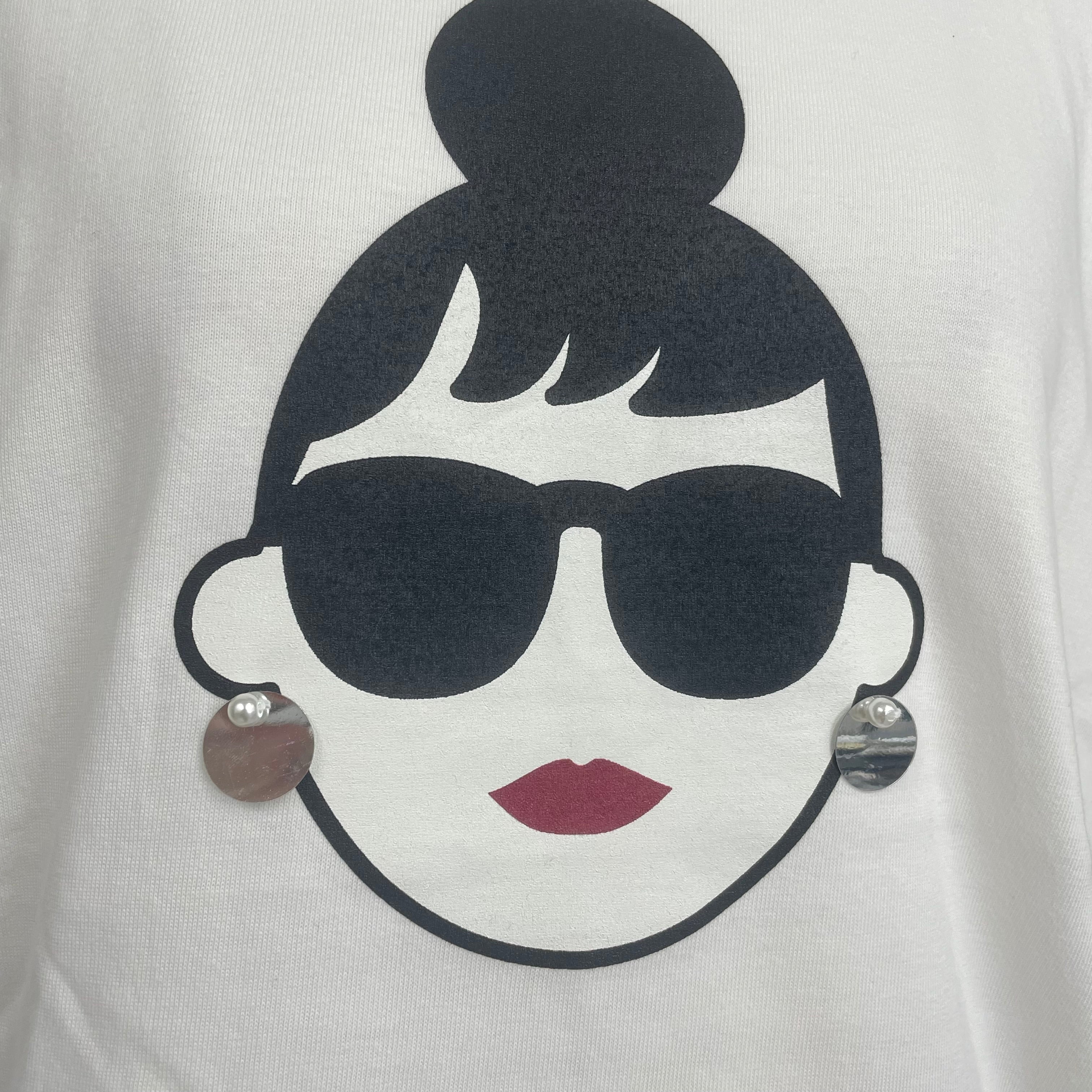 【HAPPYFACE】EMMA顔プリント Tシャツ  ホワイト ※7/30〜8/5迄に順次発送予定
