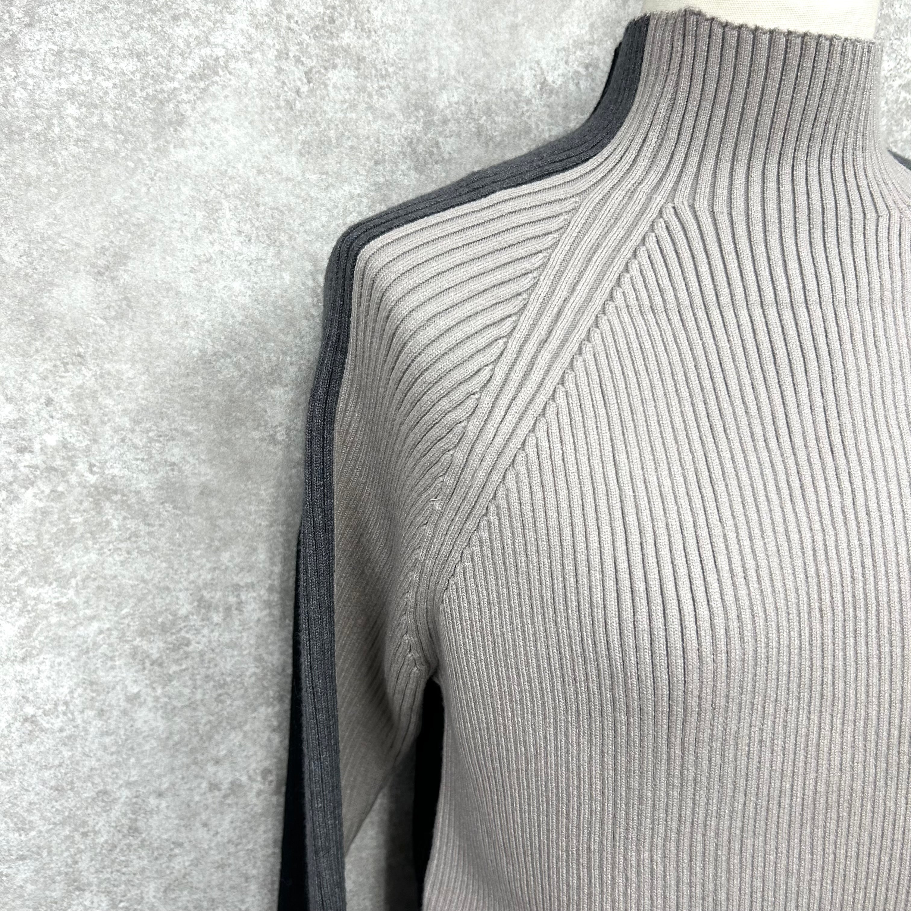 配色ラインニット -グレージュ×ブラック- ※10/29~11/4頃より順次発送予定 ※ハンガー納品