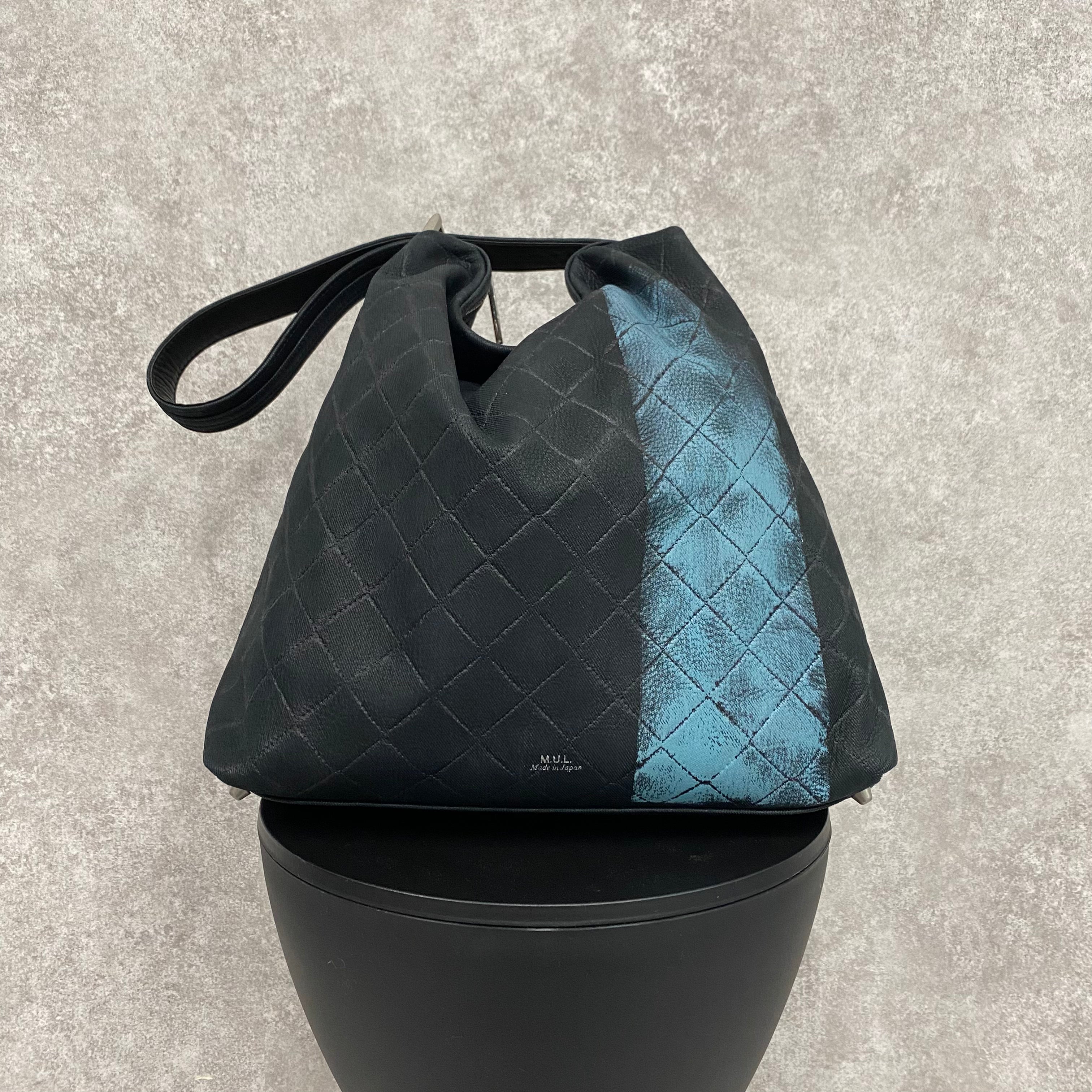 【MUL095-BL】ドロップ2way M デニムレザーキルティング型押し ブルーライン ※10/29〜11/2より順次配送