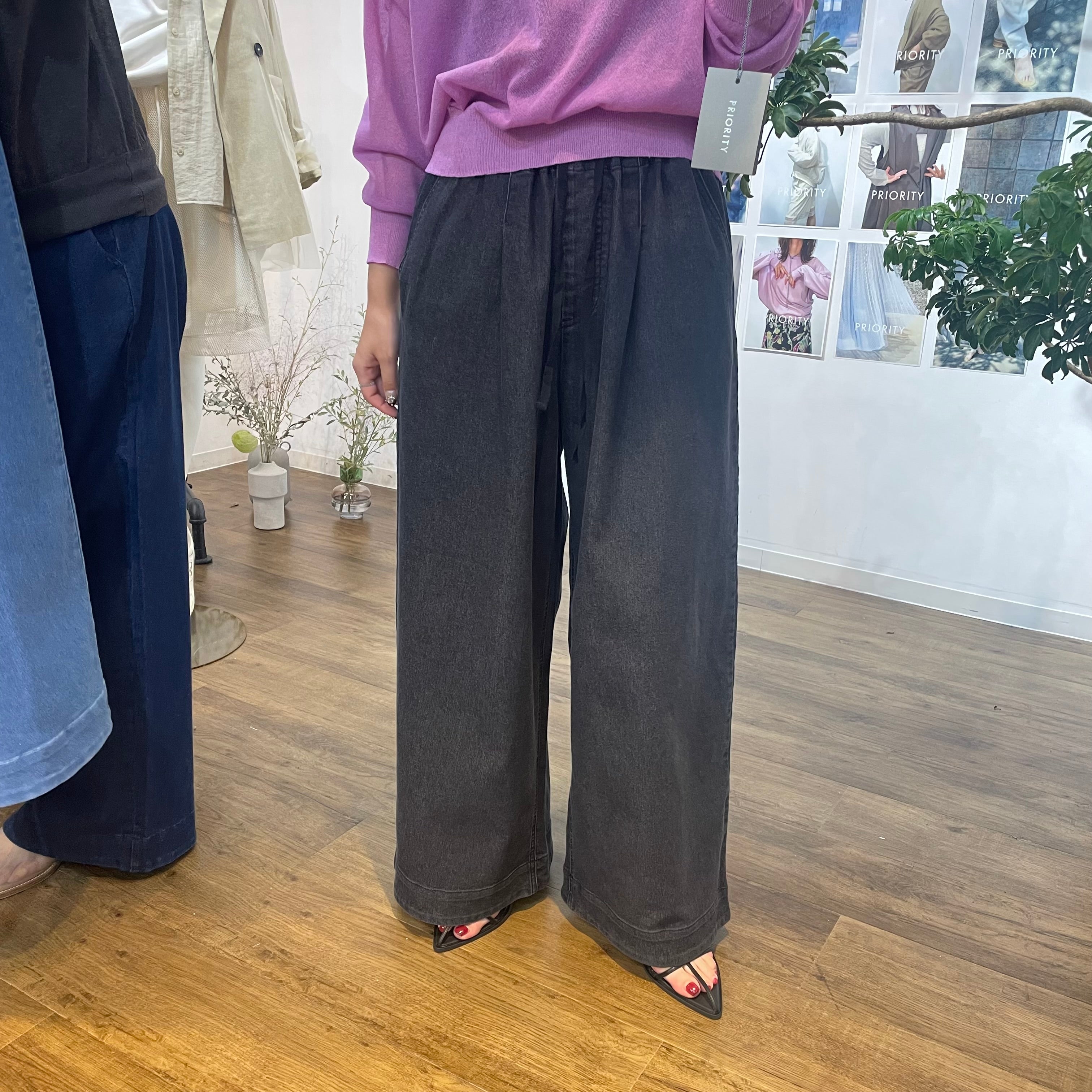 【予約】【PRIORITY】デニムパンツ ブラック ※2月上旬より順次発送