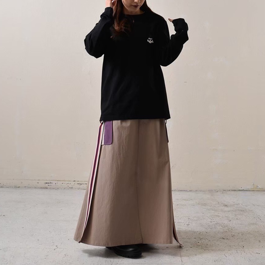 【予約】【HAPPYFACE】EMMA ワンポイント長袖Tシャツ -ブラック- ※10月末納品予定