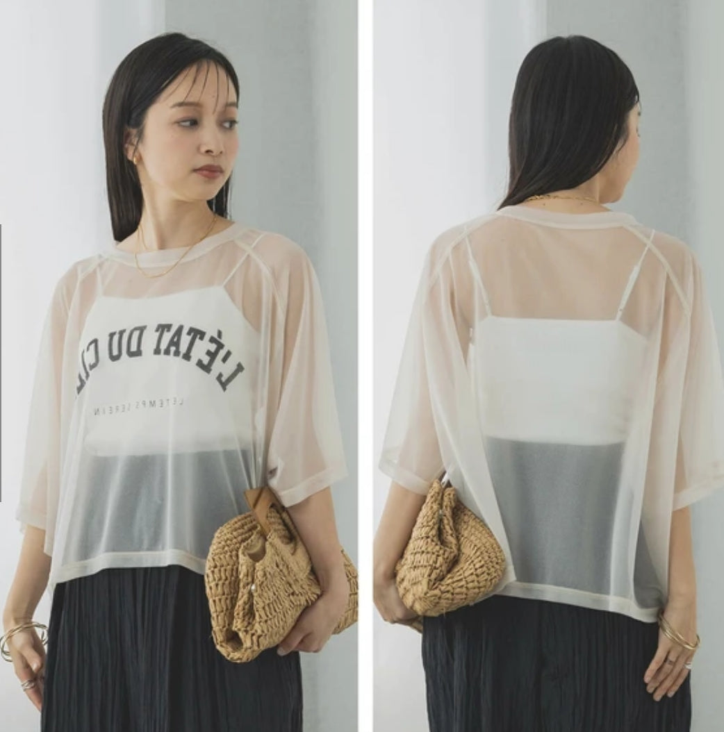 シアーカットソー カレッジロゴTシャツ  -アイボリー‐ ※7/16~22頃より順次発送  ※事務所発送