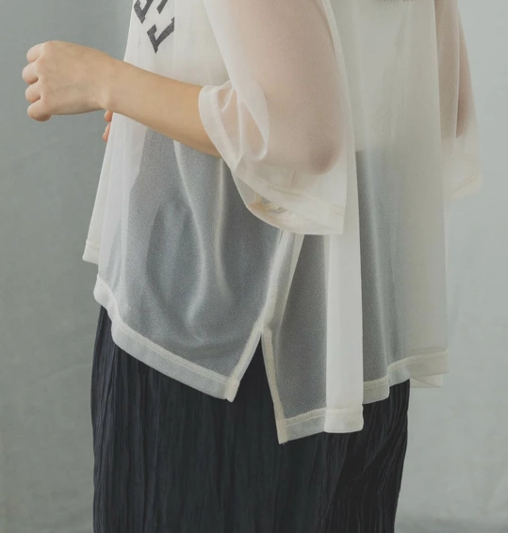 シアーカットソー カレッジロゴTシャツ  -アイボリー‐ ※7/16~22頃より順次発送  ※事務所発送