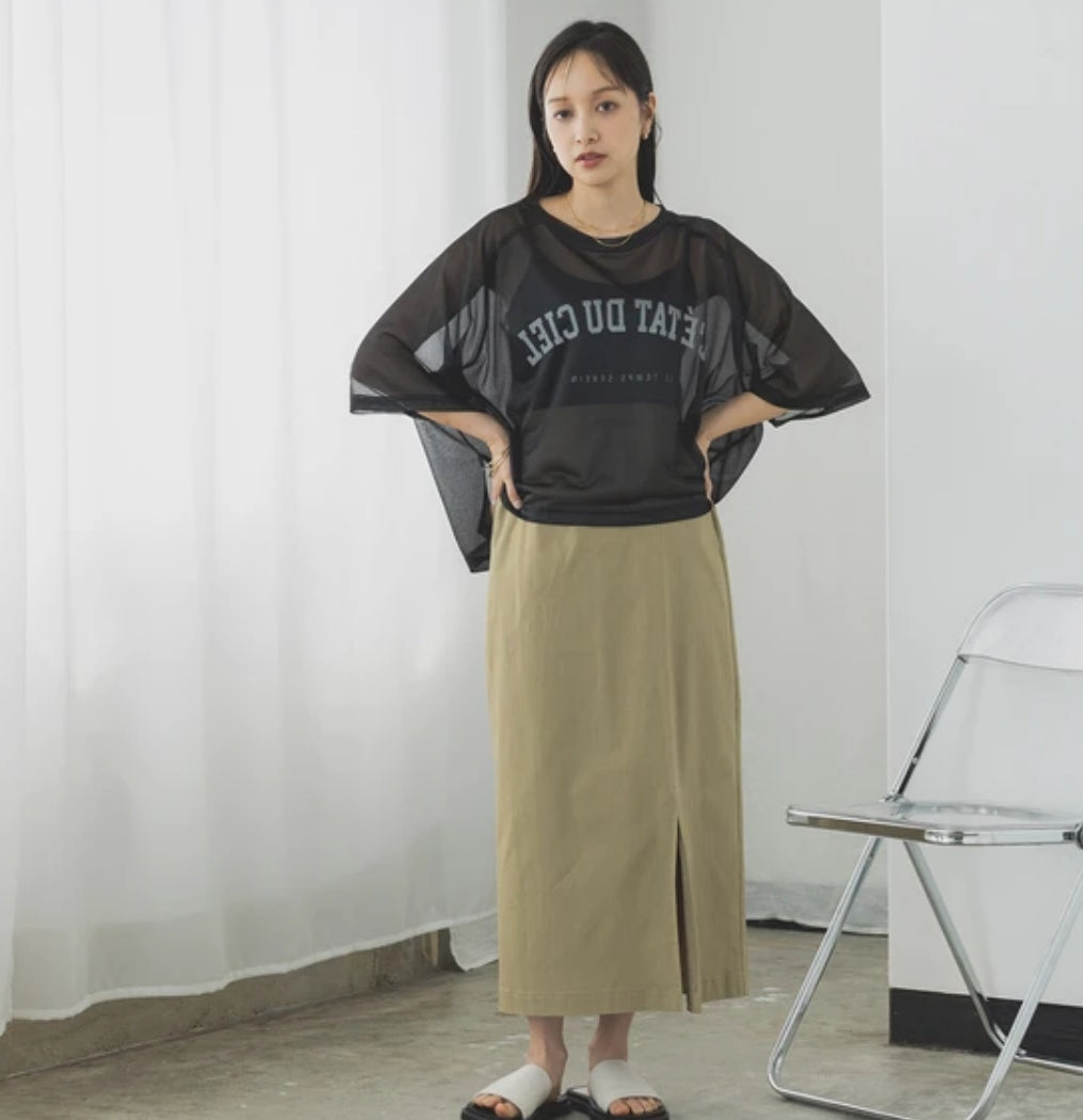 シアーカットソー カレッジロゴTシャツ  -ブラック‐ ※7/23〜29順次発送予定