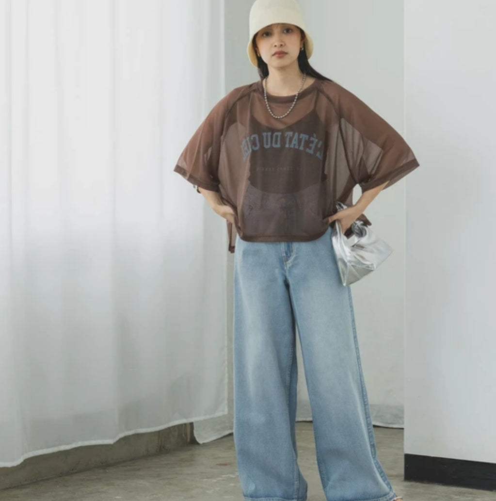 シアーカットソー カレッジロゴTシャツ  -ナッツ‐ ※7/16~22頃より順次発送 ※事務所発送
