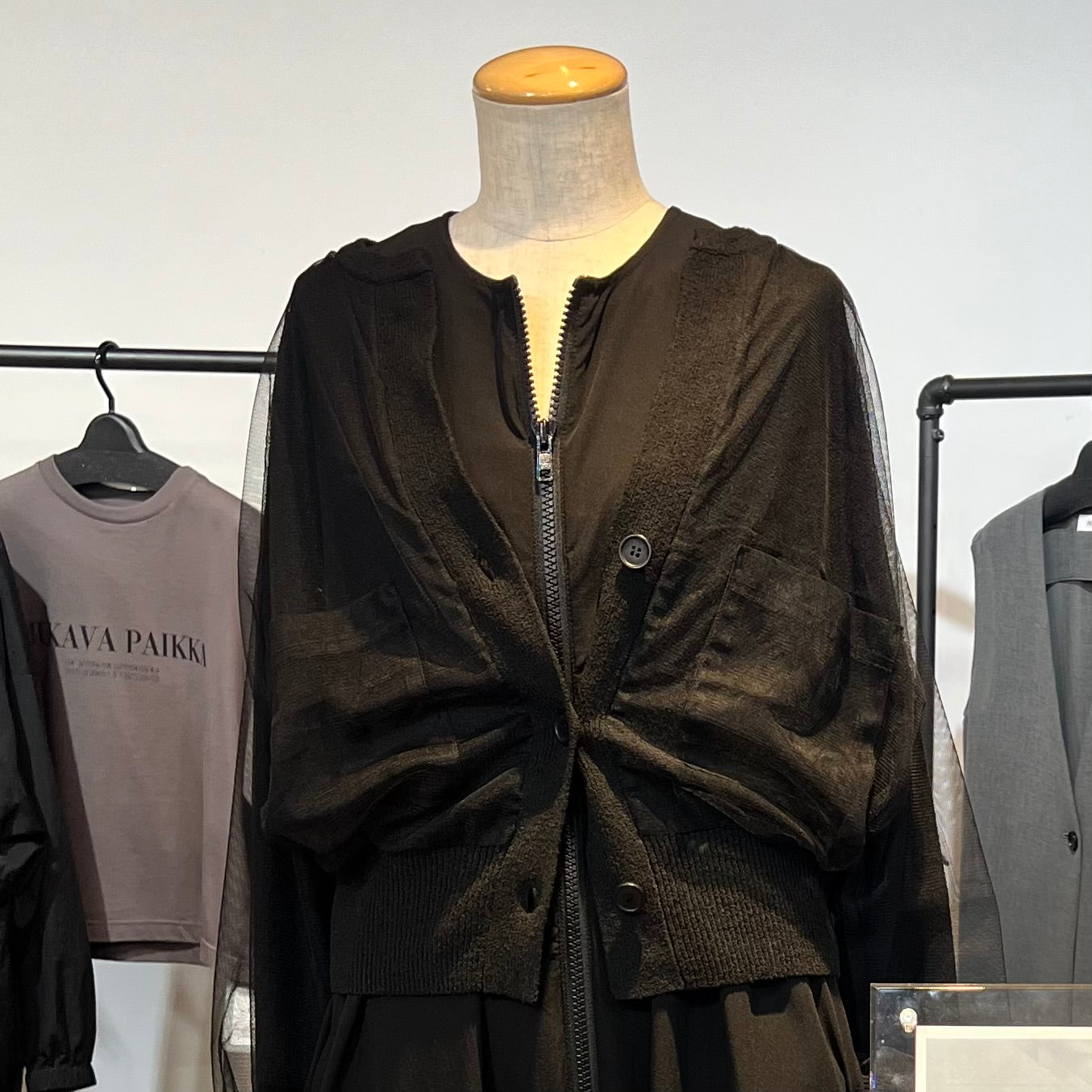 【予約】【PRIORITY】シアードッキングカーディガン ブラック ※2月上旬より順次発送