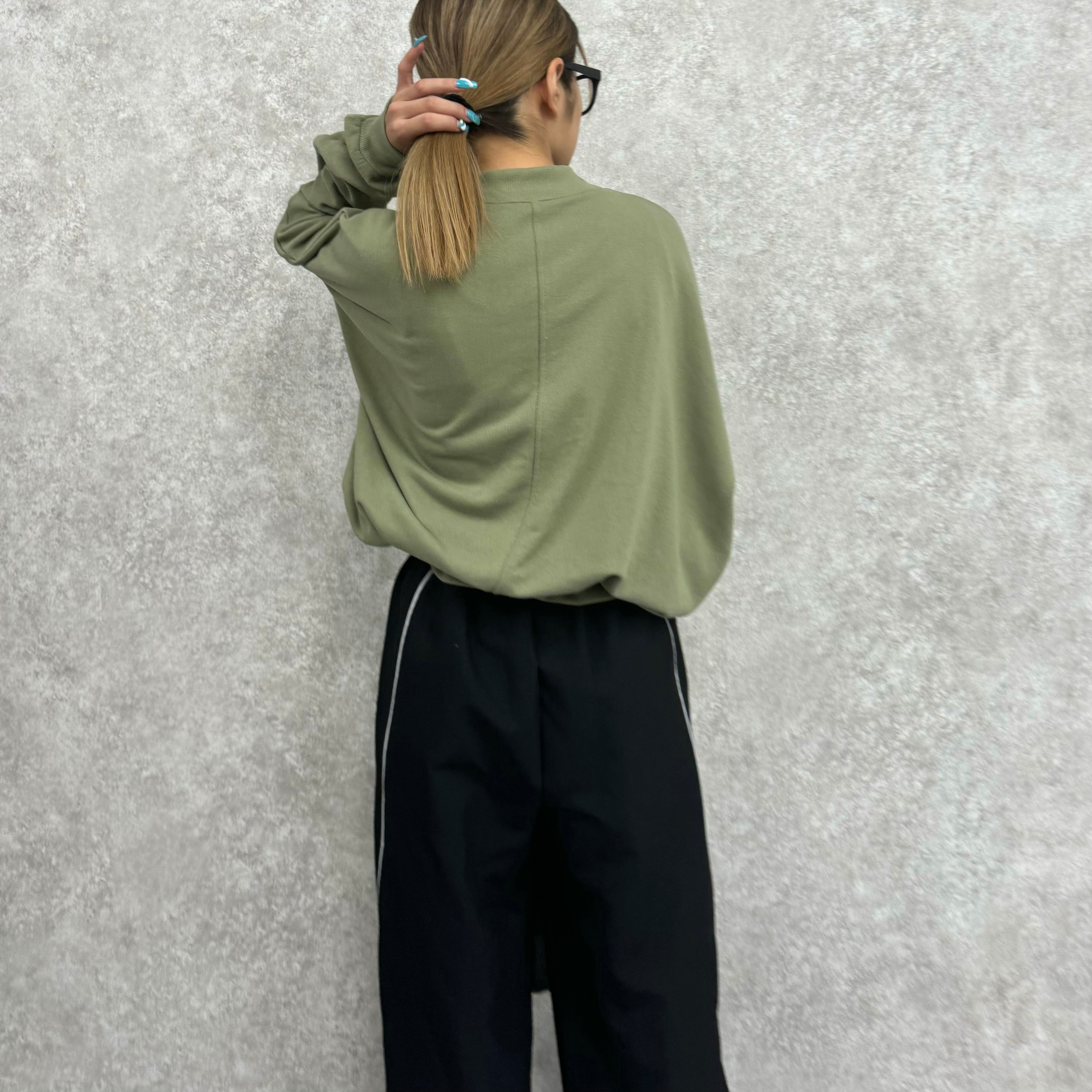 【予約】TC裏毛ドルマンスリーブプルオーバー -カーキ-   ※9月下旬より順次発送