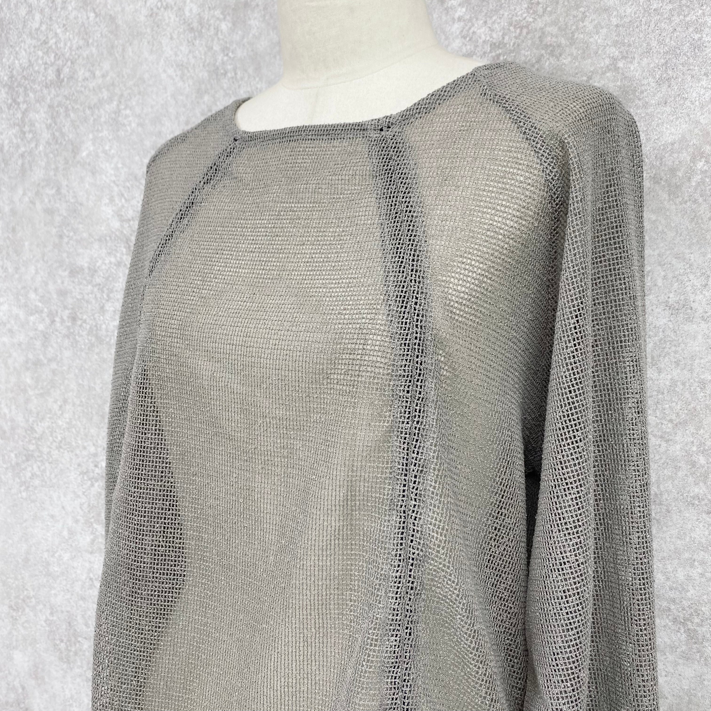【ASYMM】TWIST LINE MESH TOPS -gray-