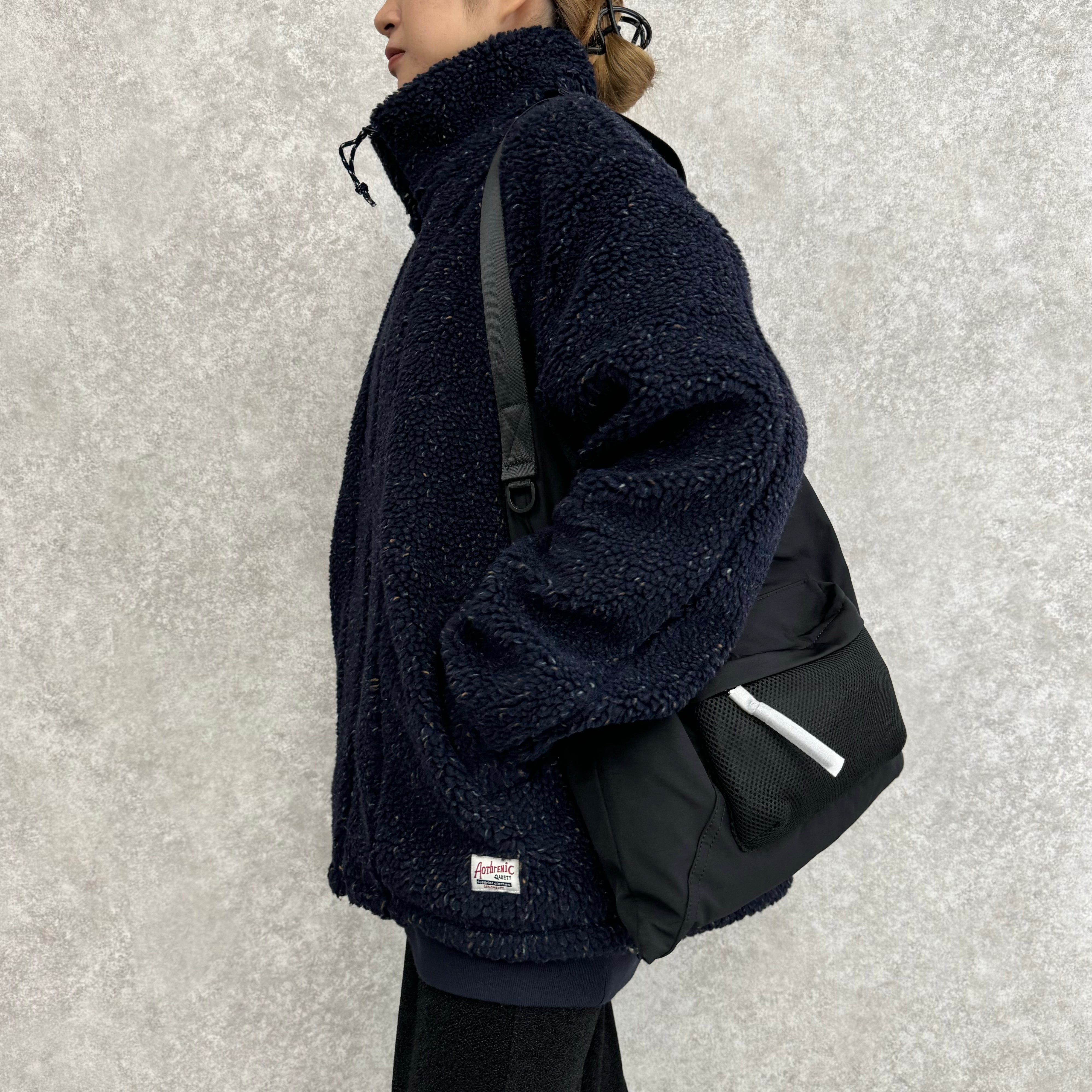 【予約】ジャガード柄オーバーサイズブルゾン -ネイビー-  ※10/22〜28より順次発送予定