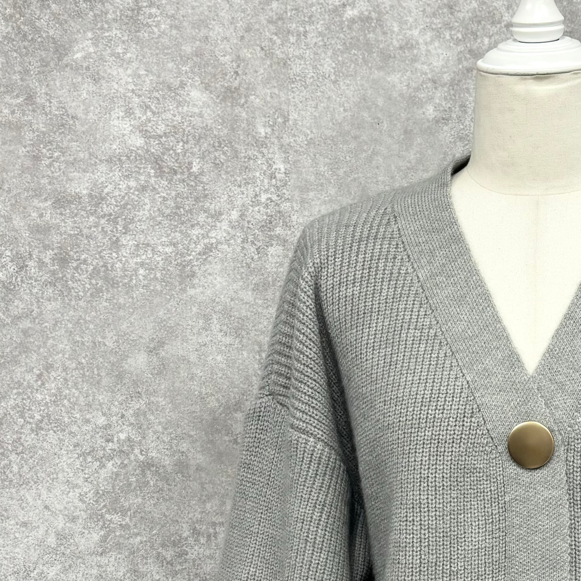 ブロック配色ニットカーディガン ライトグレー ※10/29~11/4より順次発送予定