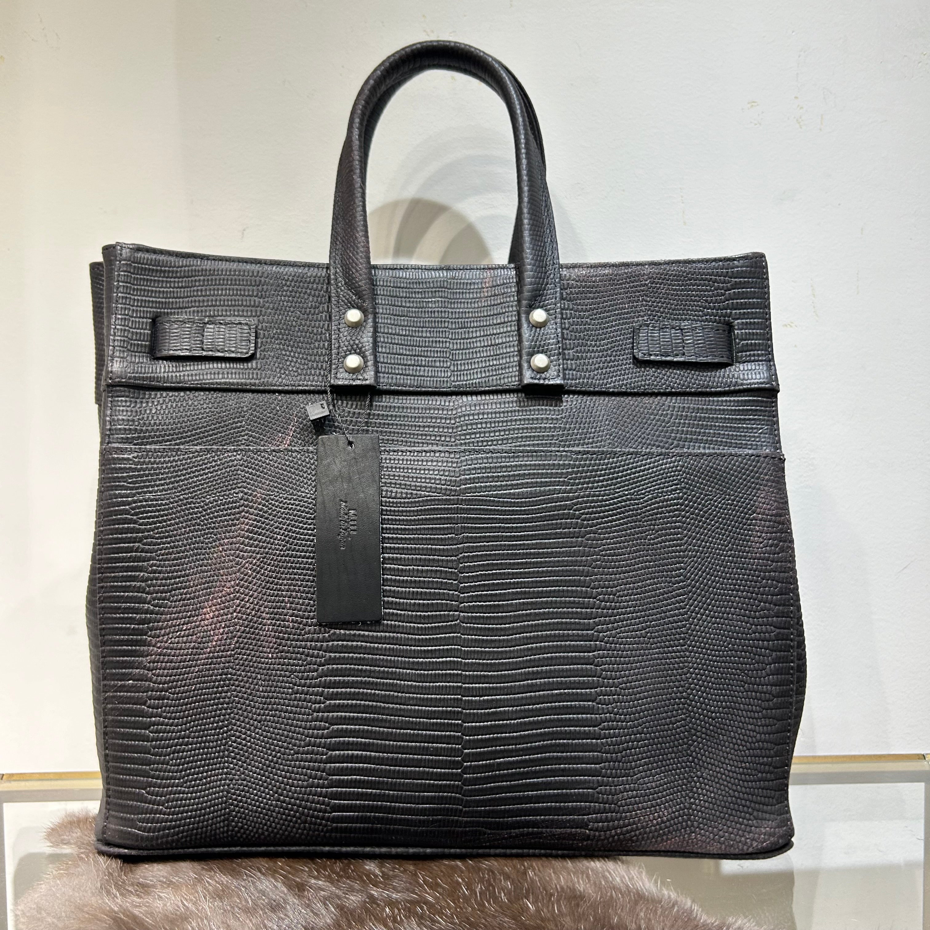 ⚠️予約【M.U.L.】stud series トート  リザード型押し  - vintage ブラック-  ※R7. 6月末納品予定