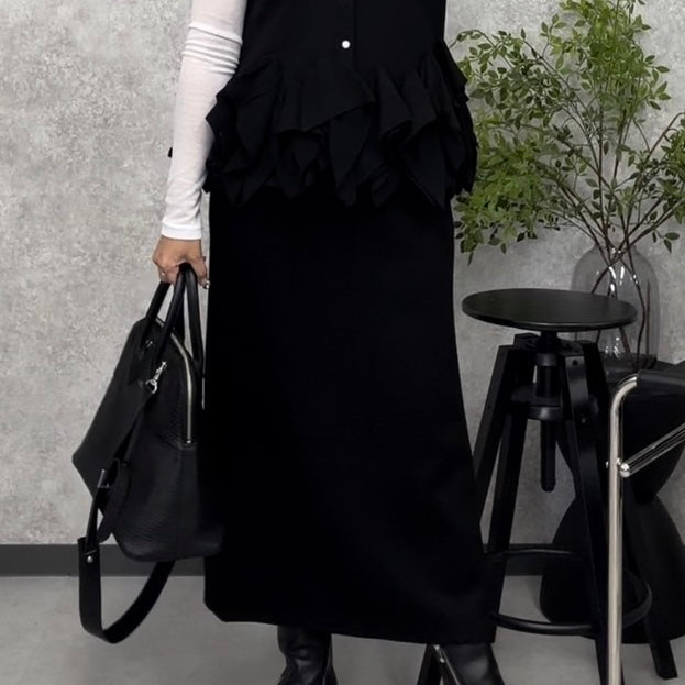 【ぞうねこ別注】ロングタイトスカート -ブラック- ※8/25-31迄に順次発送予定