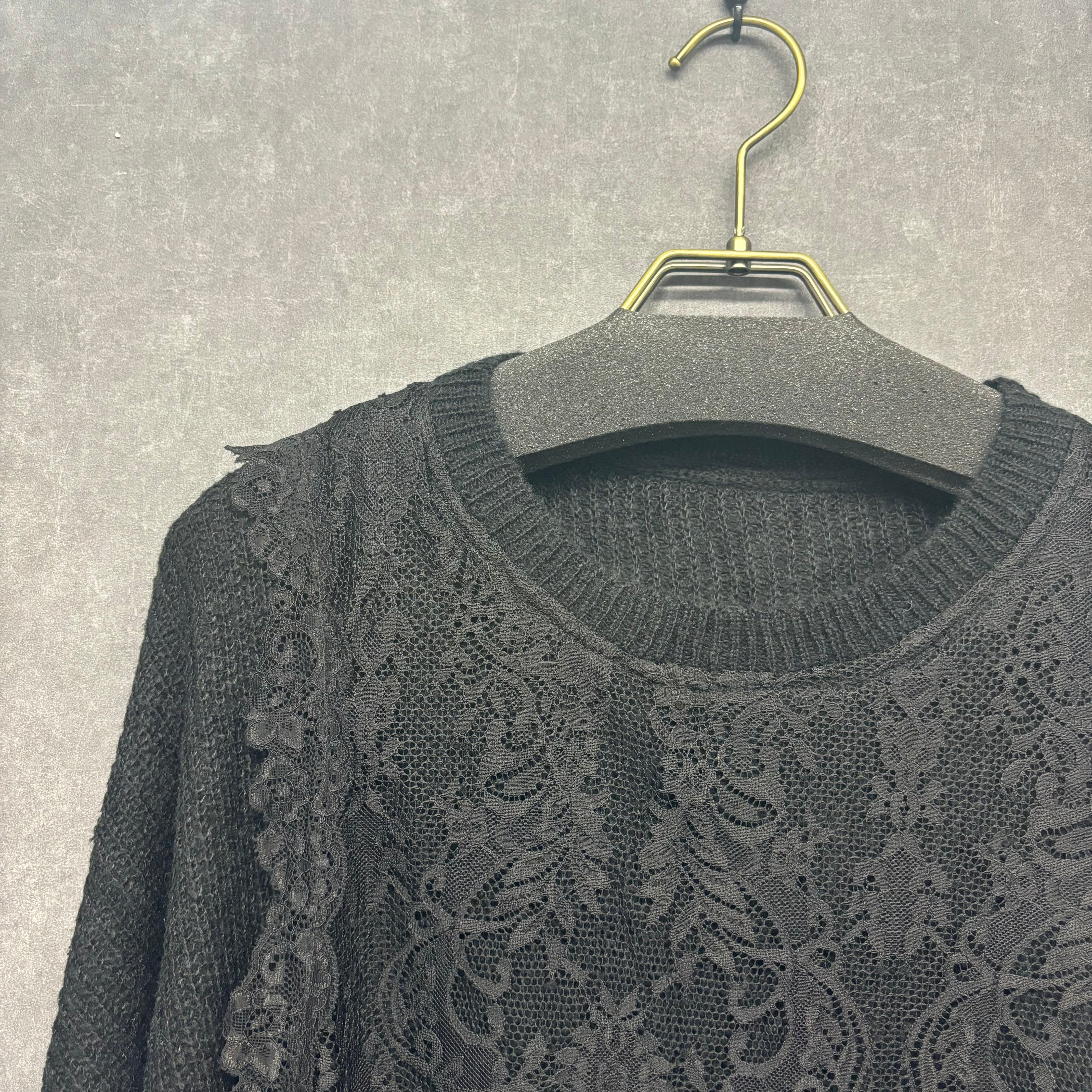 【予約】レースニットセットトップス ブラック ※11月下旬~12月上旬頃より順次配送予定