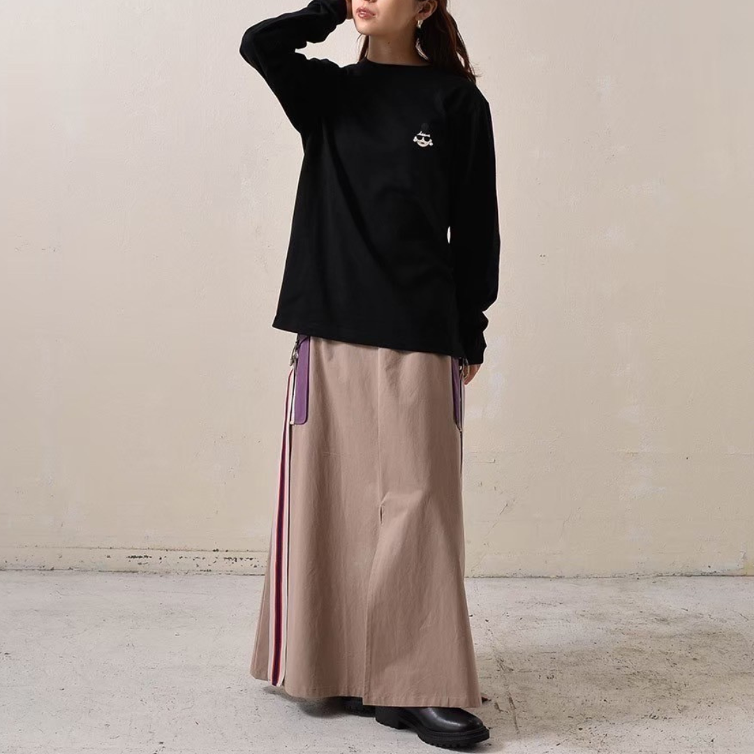 【予約】【HAPPYFACE】EMMA ワンポイント長袖Tシャツ -ブラック- ※10月末納品予定