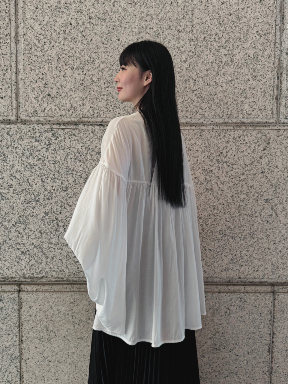 【ASYMM】COCOON FLOW SHIRT -white-
